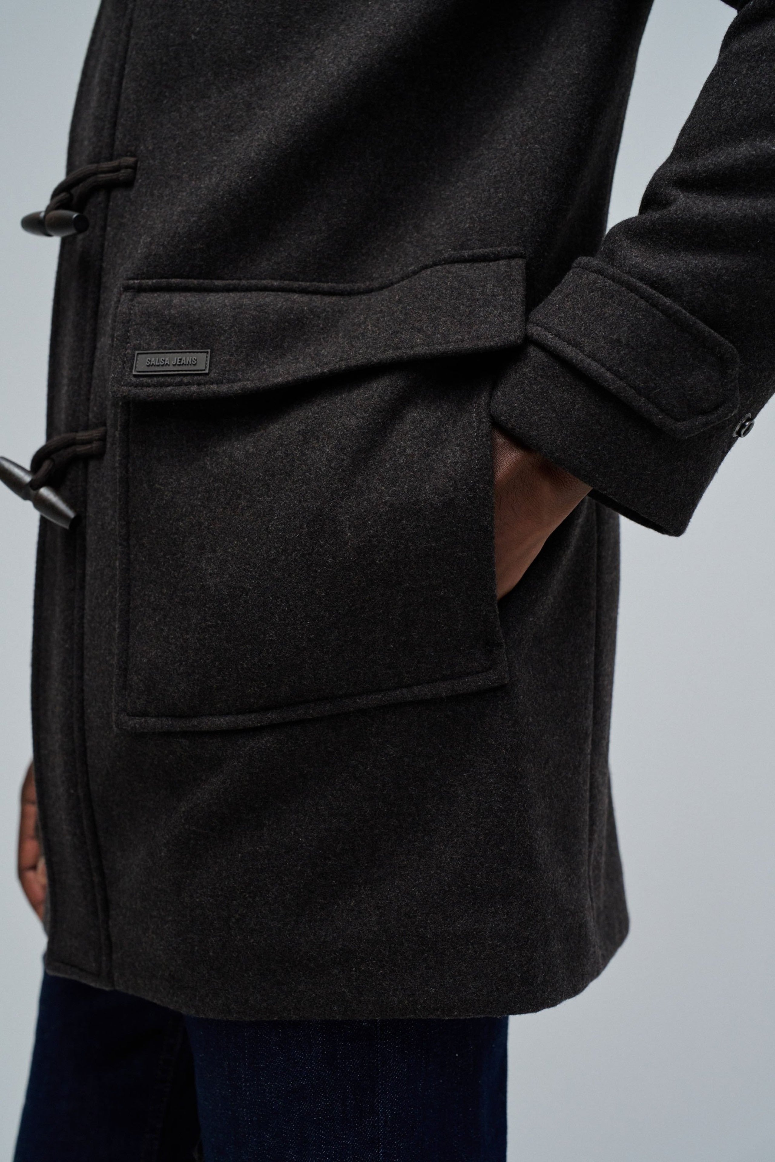 Wool Duffle Coat in Dark Brown Jacken Salsa Jeans