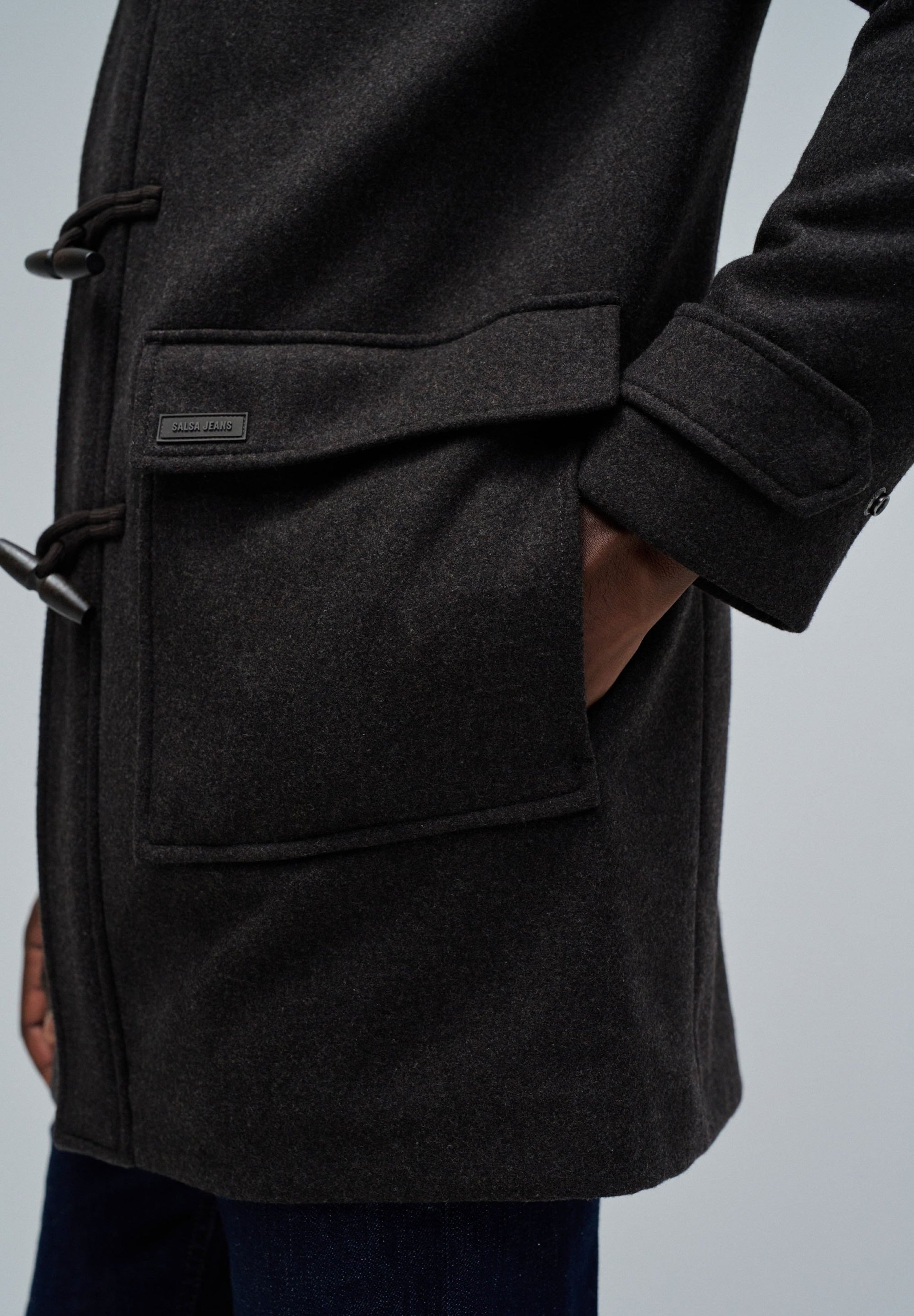 Wool Duffle Coat in Dark Brown Jacken Salsa Jeans