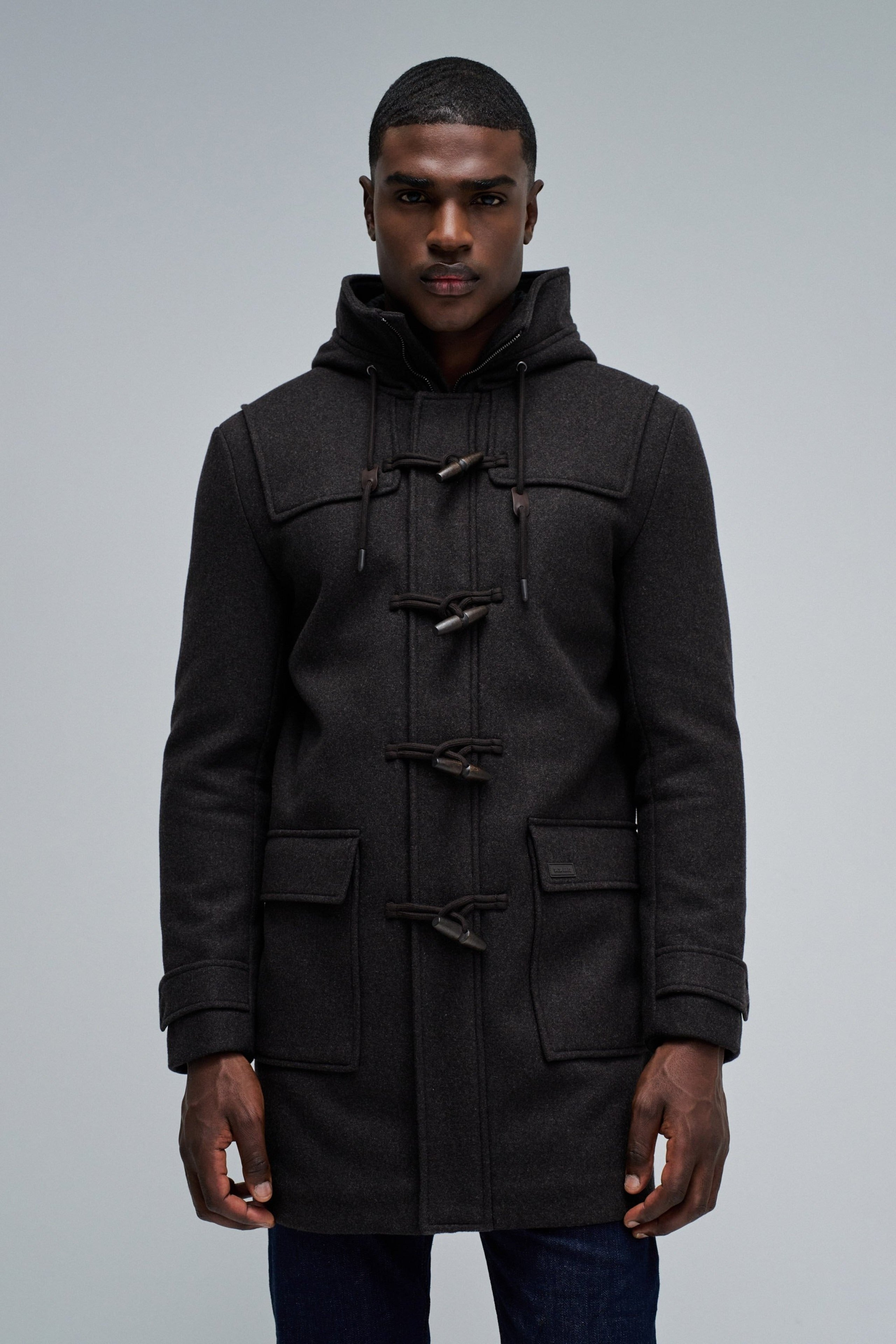 Wool Duffle Coat in Dark Brown Jacken Salsa Jeans