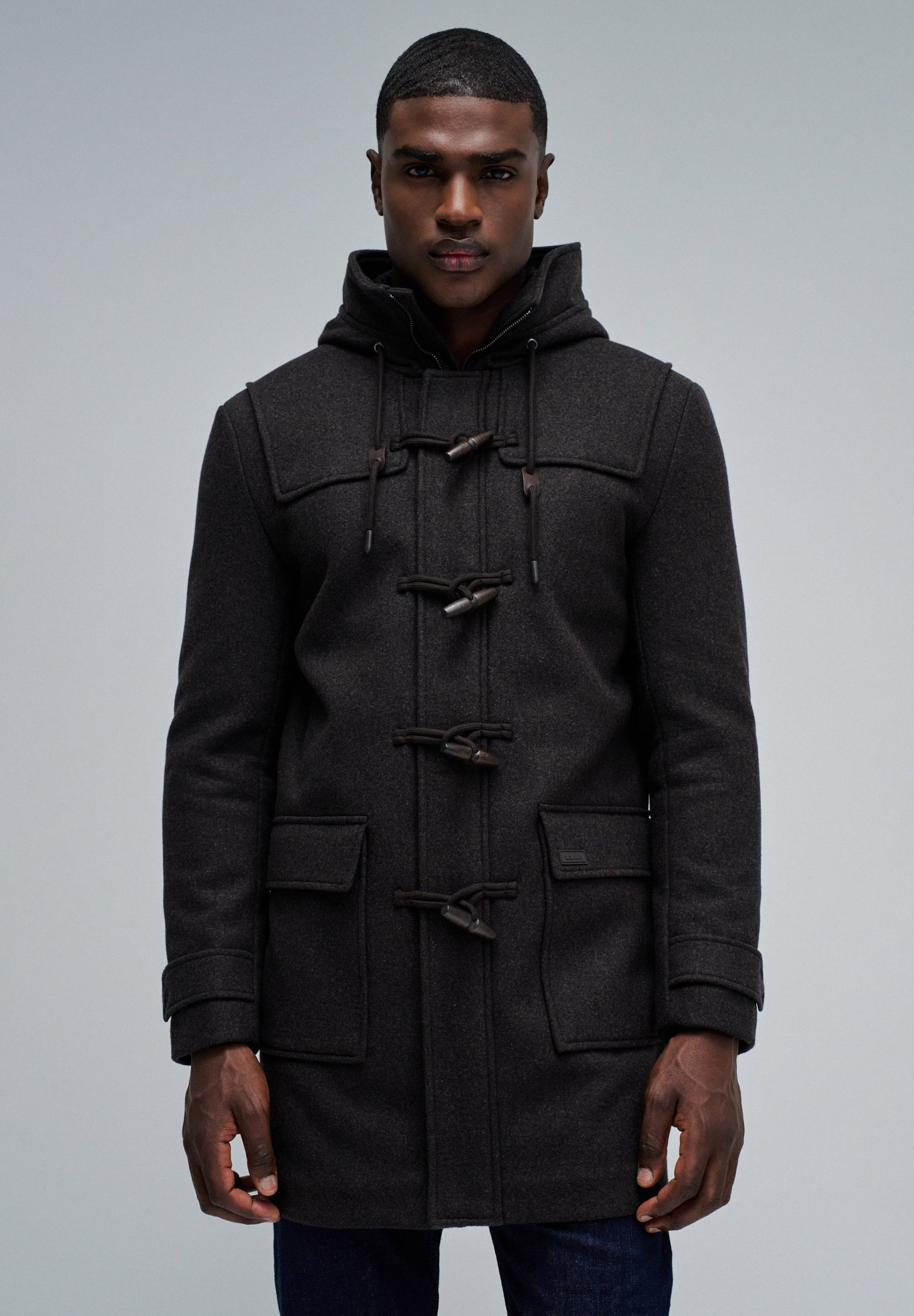 Wool Duffle Coat in Dark Brown Jacken Salsa Jeans