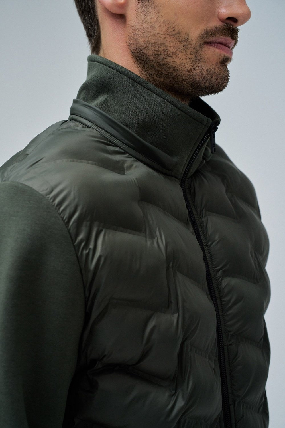 Zip-Thru Padded Jumper Hoodie in Dark Green Jacken Salsa Jeans