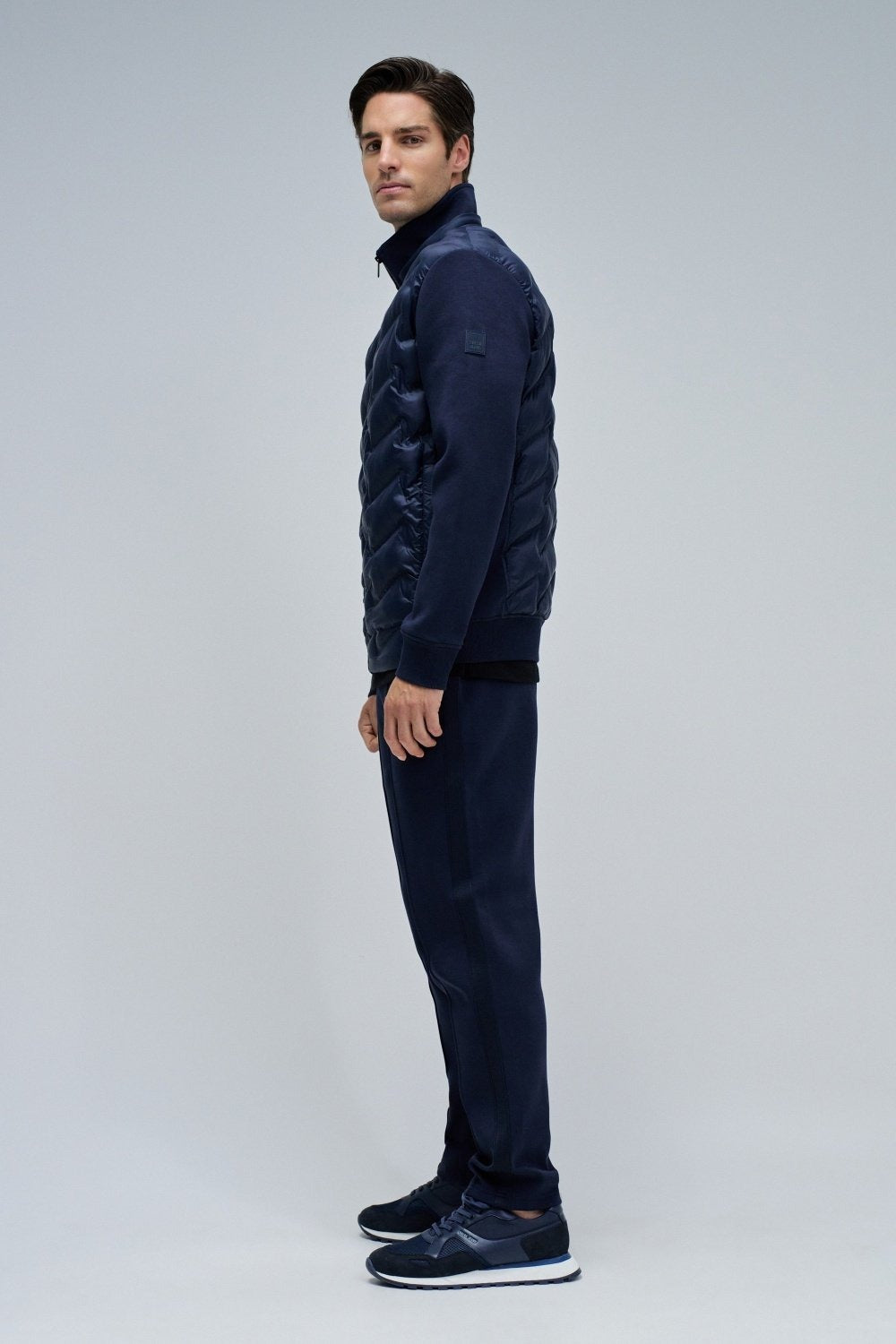 Zip-Thru Padded Jumper Hoodie in Dark Blue Jacken Salsa Jeans