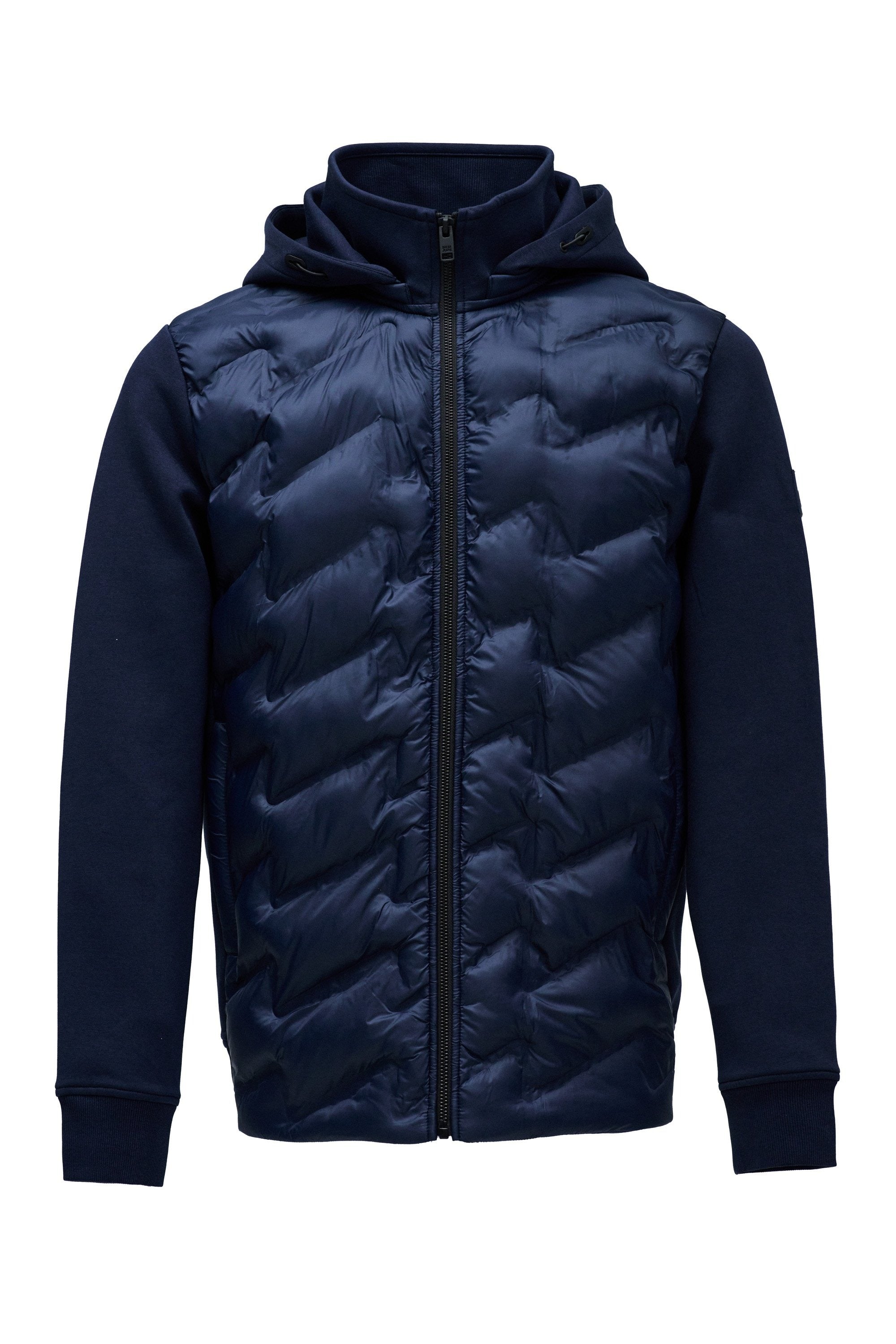 Zip-Thru Padded Jumper Hoodie in Dark Blue Jacken Salsa Jeans