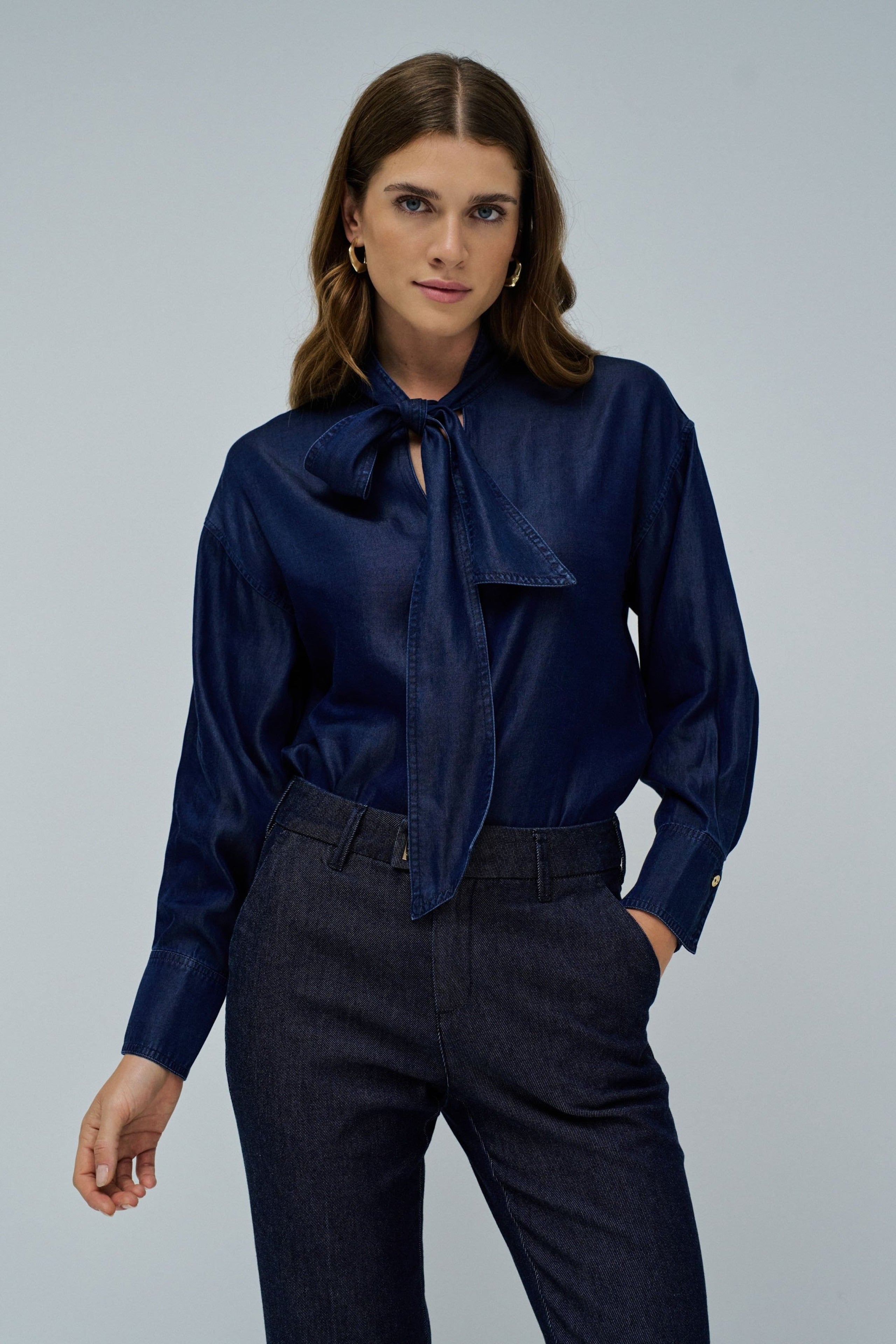 Blouse W/ Lace in Dark Wash Hemden Salsa Jeans