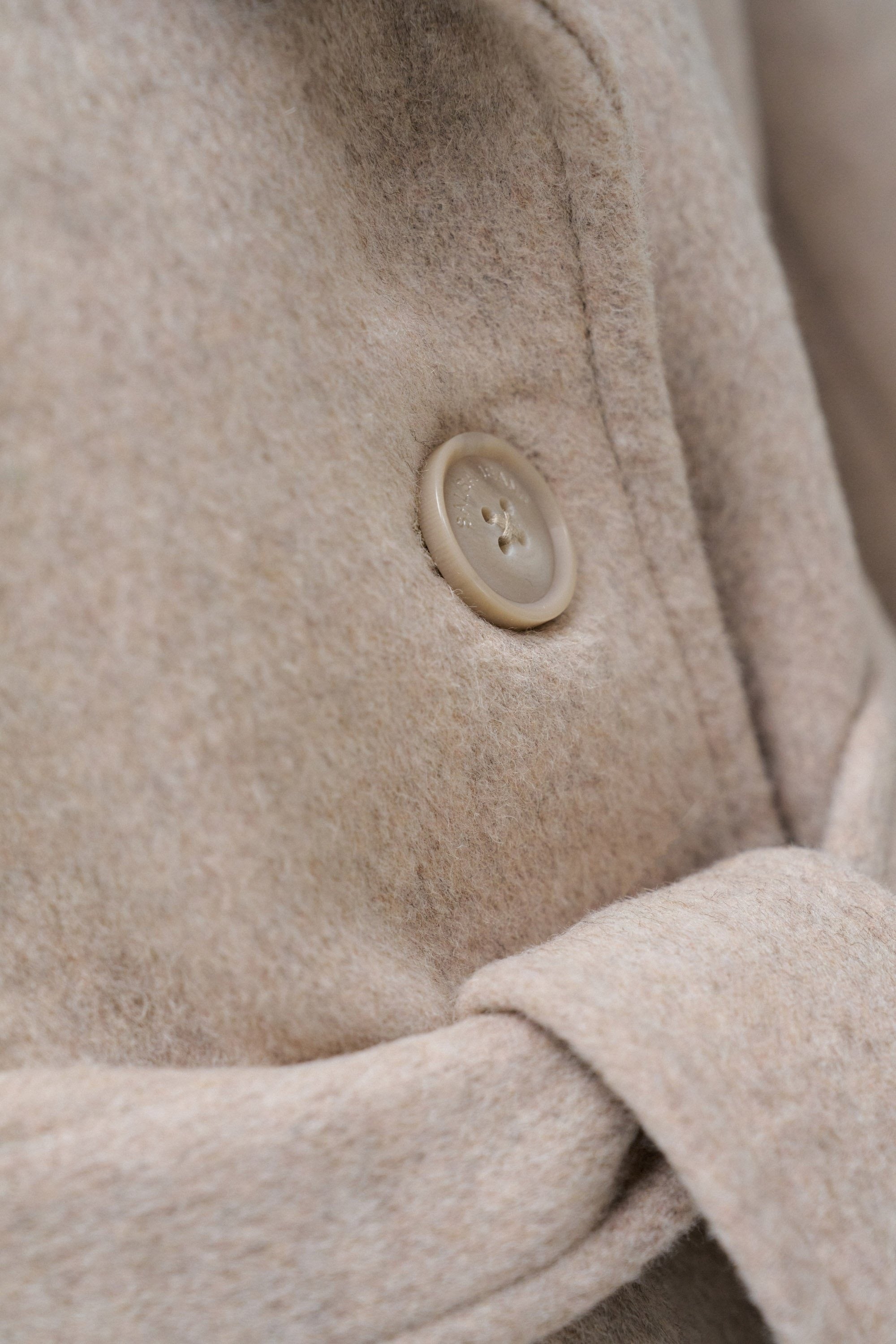 Long Wool Coat Faux Fur Belt in Medium Beige V1 Jacken Salsa Jeans