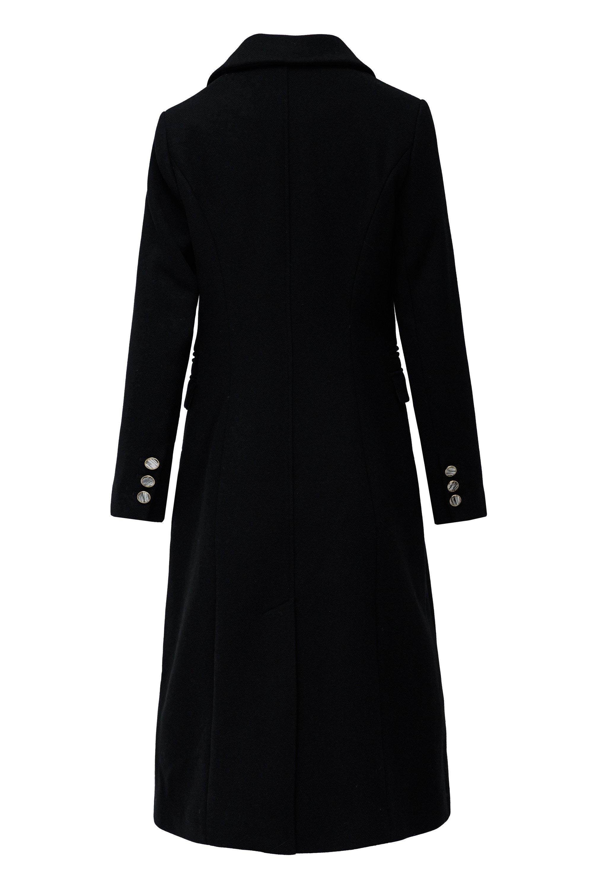 Wool Coat With Faux Fur Collar in Black Jacken Salsa Jeans