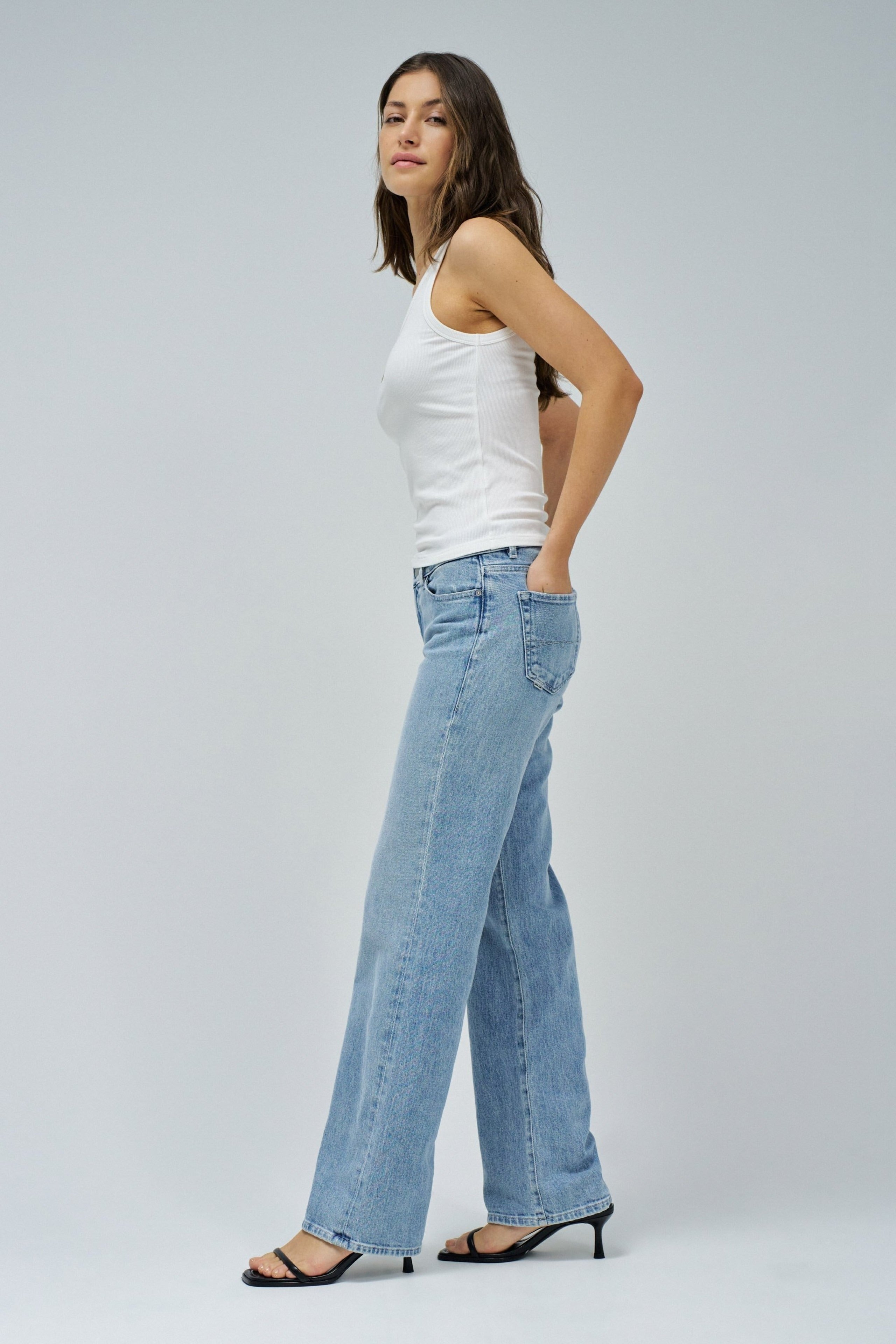 Tank Top With Embroidered Branding in Light Pearl T-Shirts Salsa Jeans