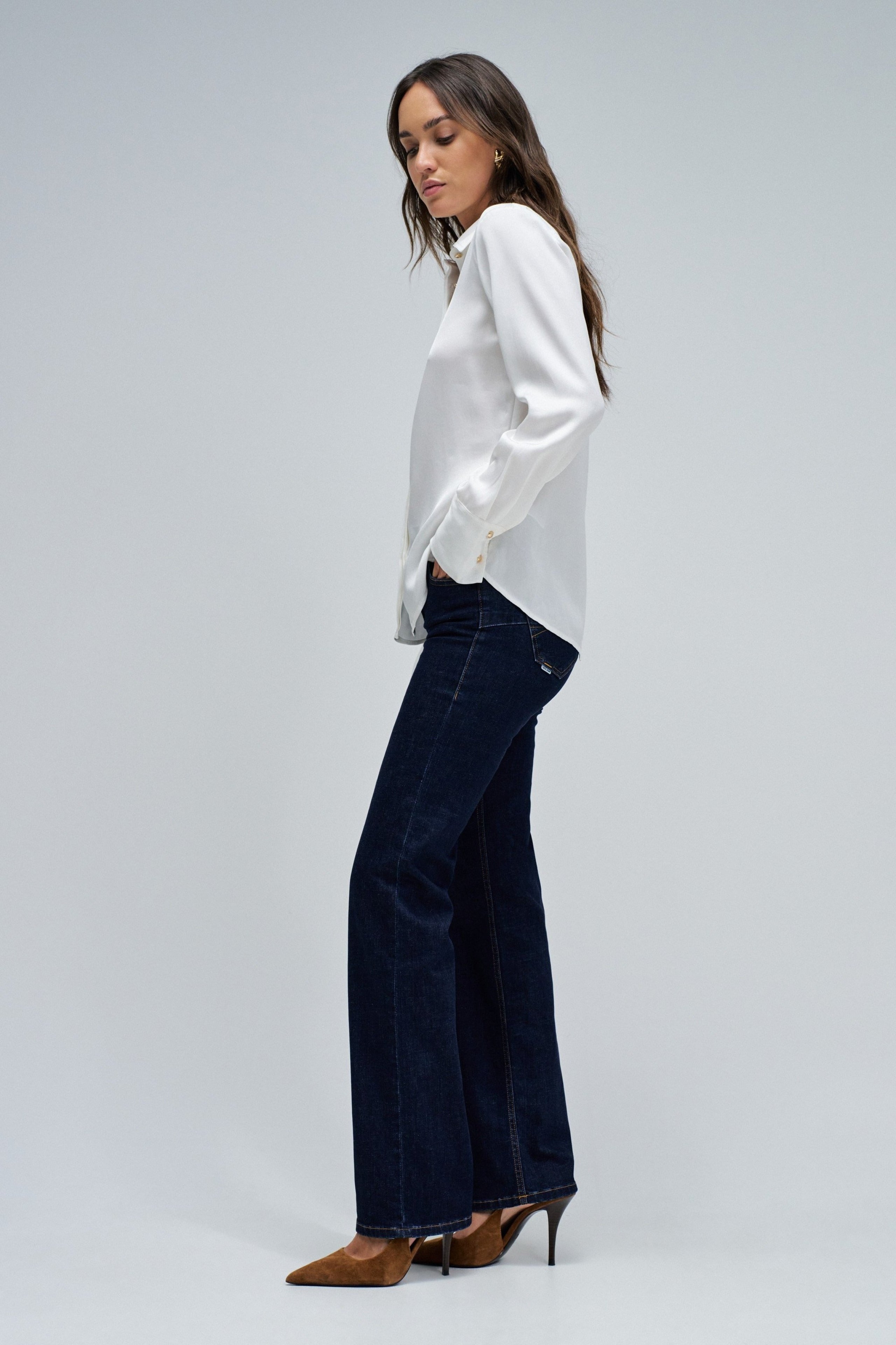 Basic Shirt W/ Gold Buttons in Light Pearl V2 Hemden Salsa Jeans