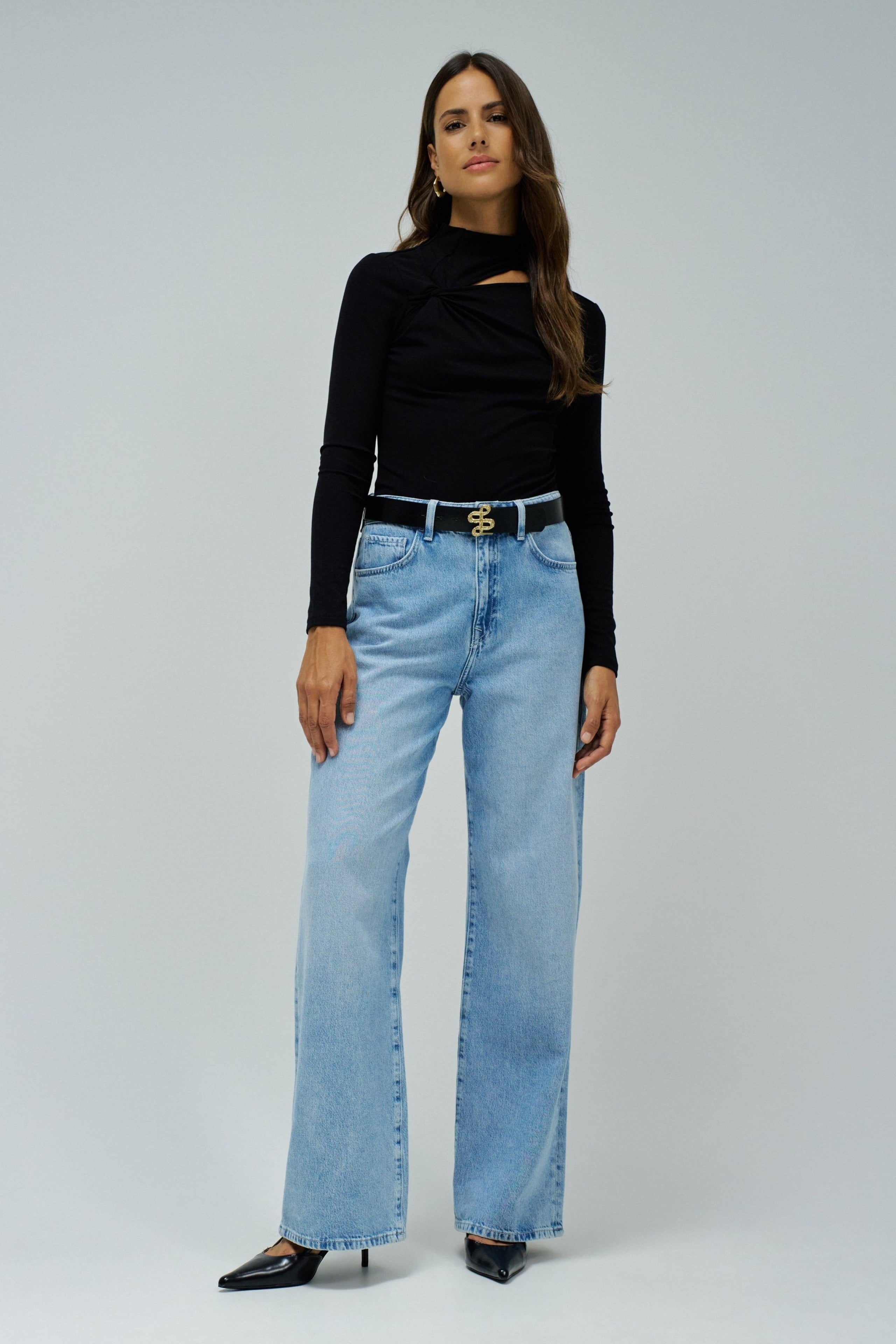 Longsleeve With Twist Detail in Black T-Shirts Salsa Jeans