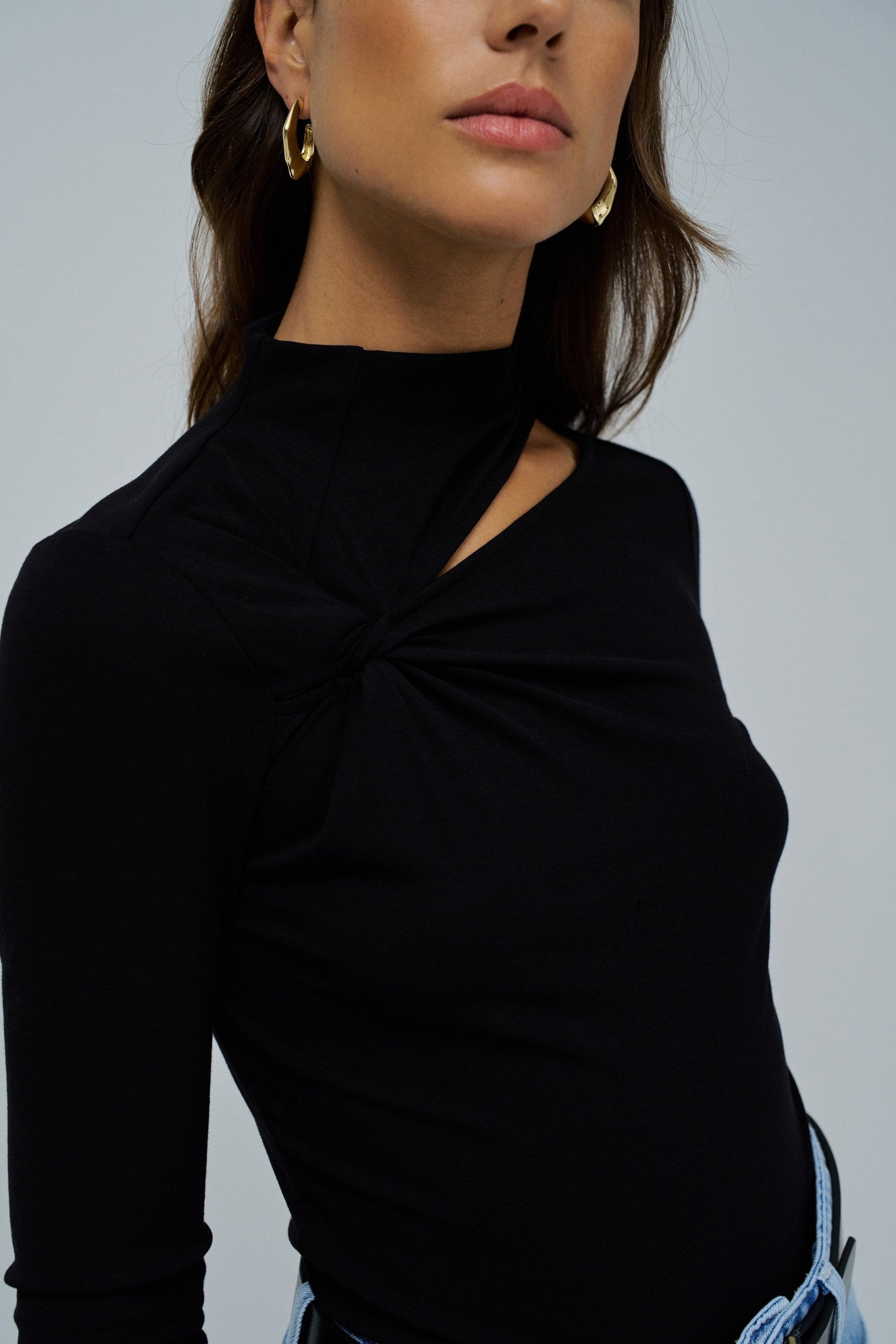 Longsleeve With Twist Detail in Black T-Shirts Salsa Jeans