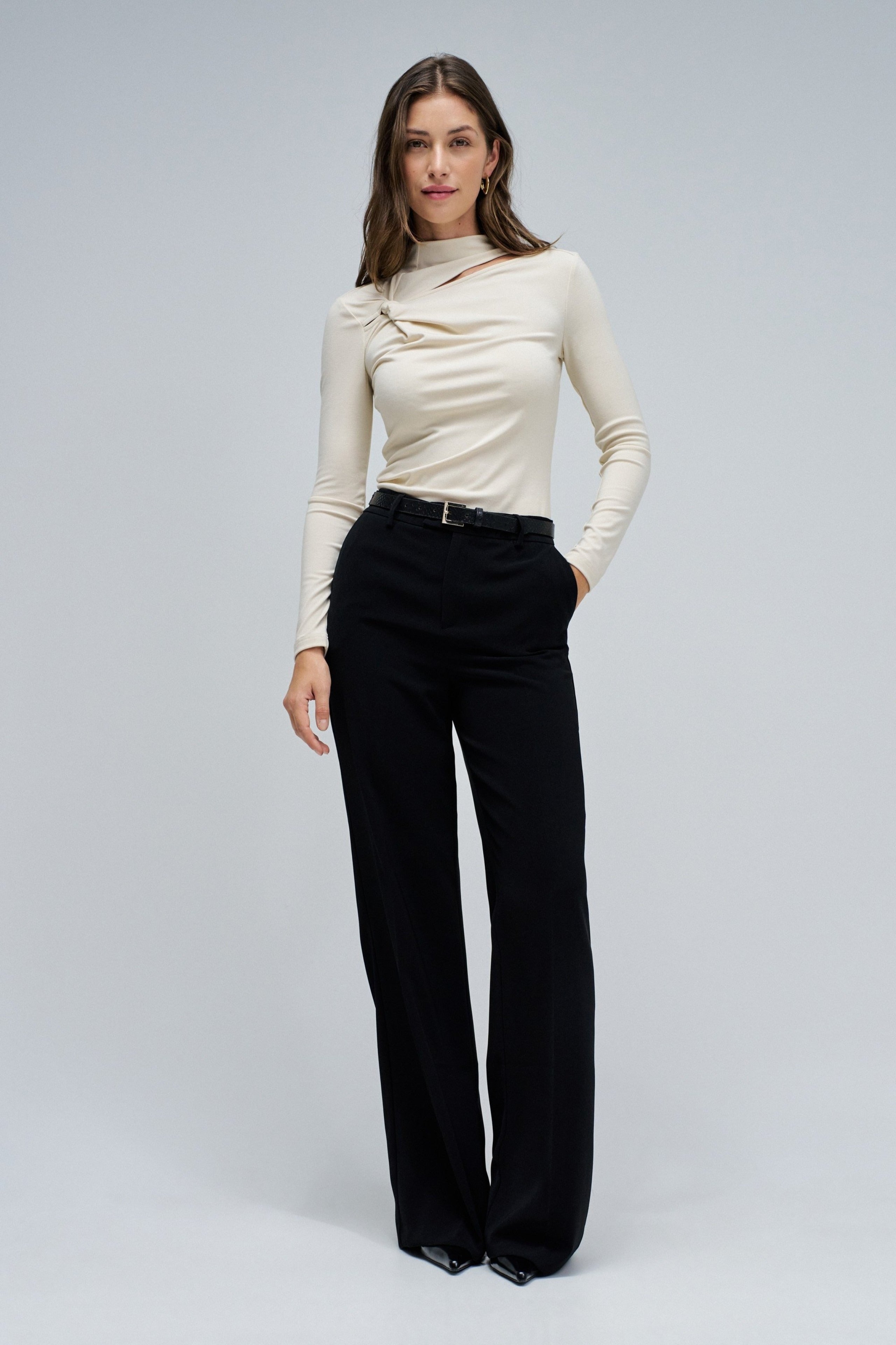 Longsleeve With Twist Detail in Dark Pearl T-Shirts Salsa Jeans