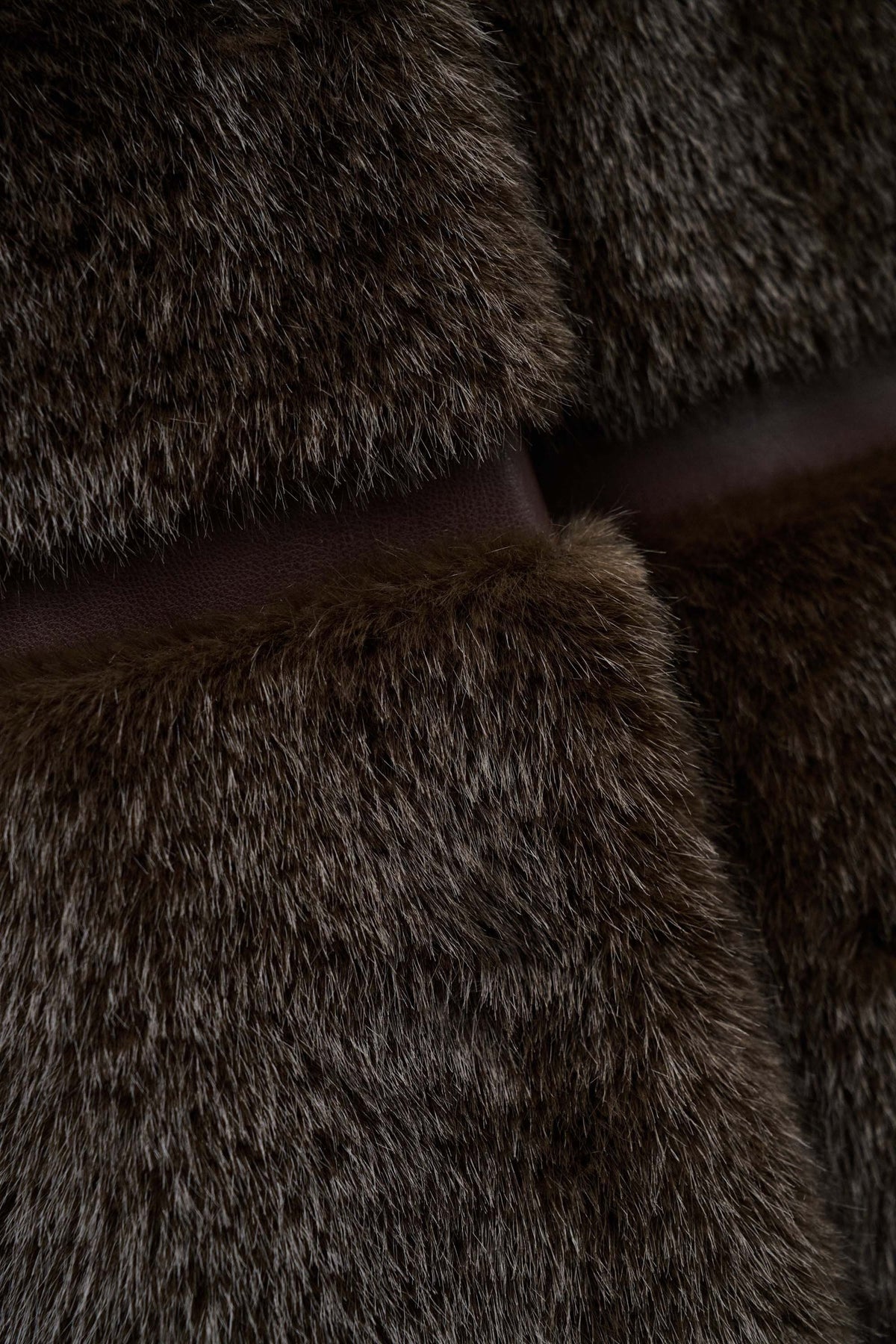 Faux Fur Coat mit Kunstleder-Elementen in Dark Brown Jacken Salsa Jeans