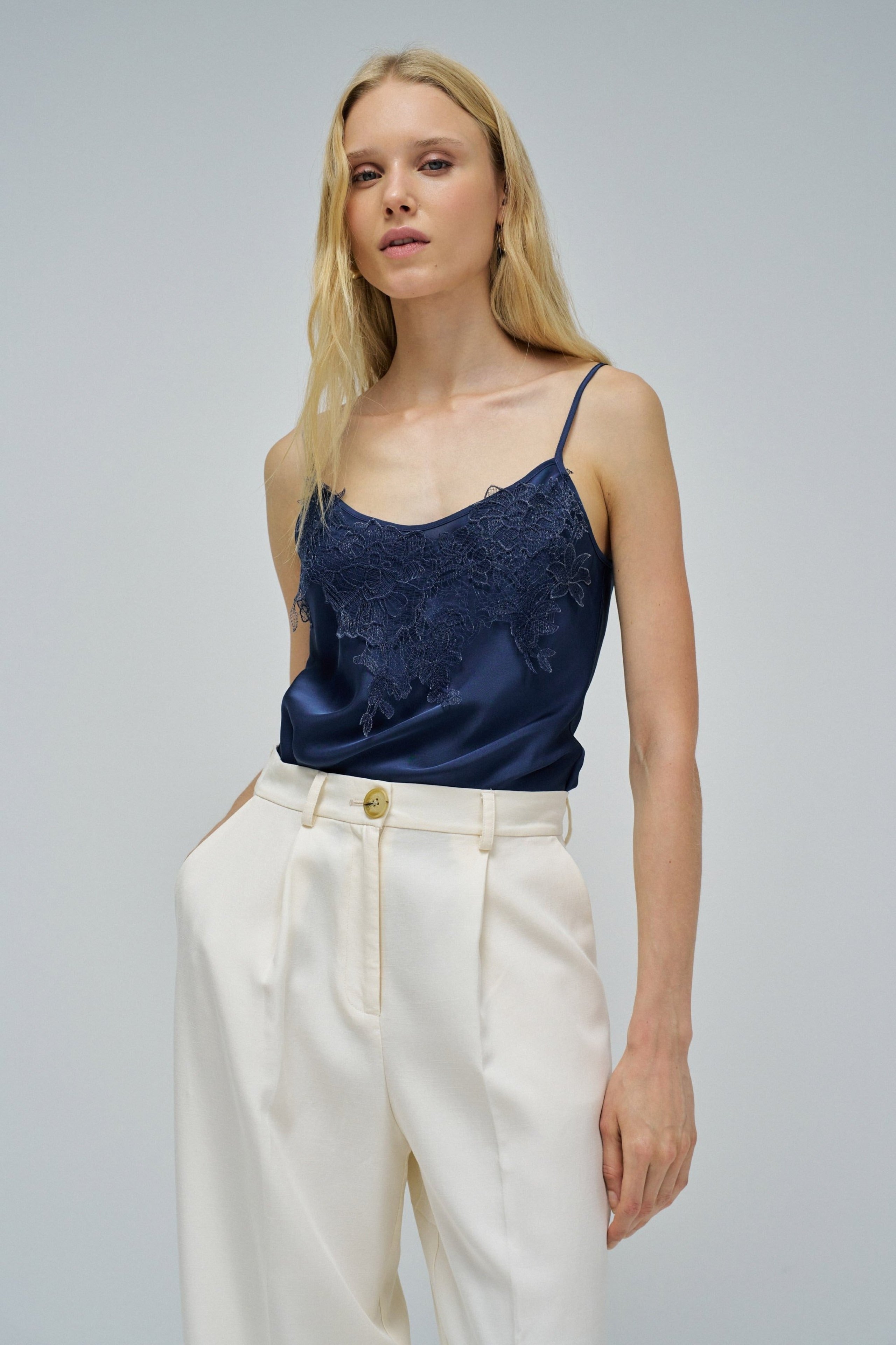Lace Top in Medium Blue T-Shirts Salsa Jeans
