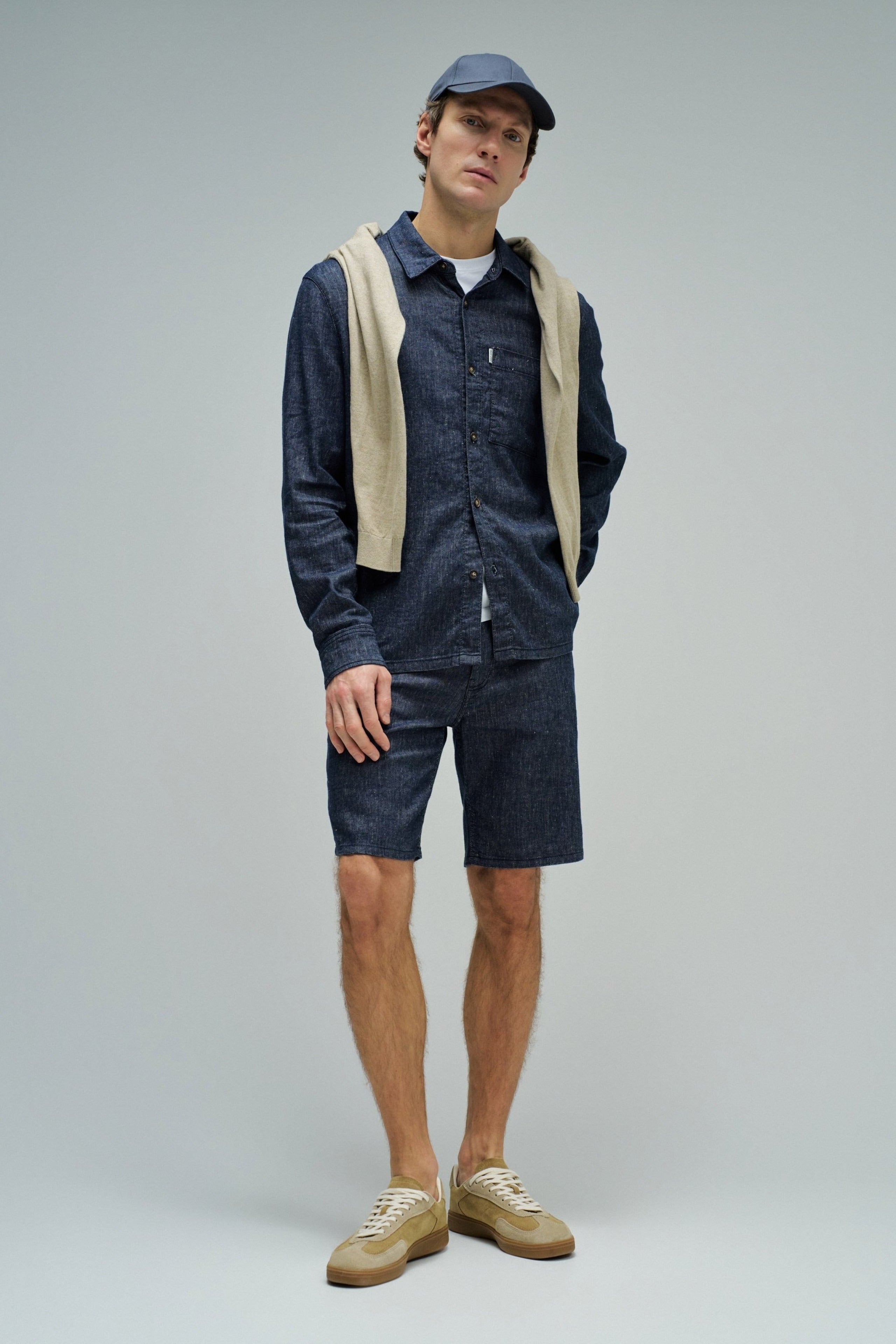 Shirt Indigo Linen in Dark Blue Hemden Salsa Jeans