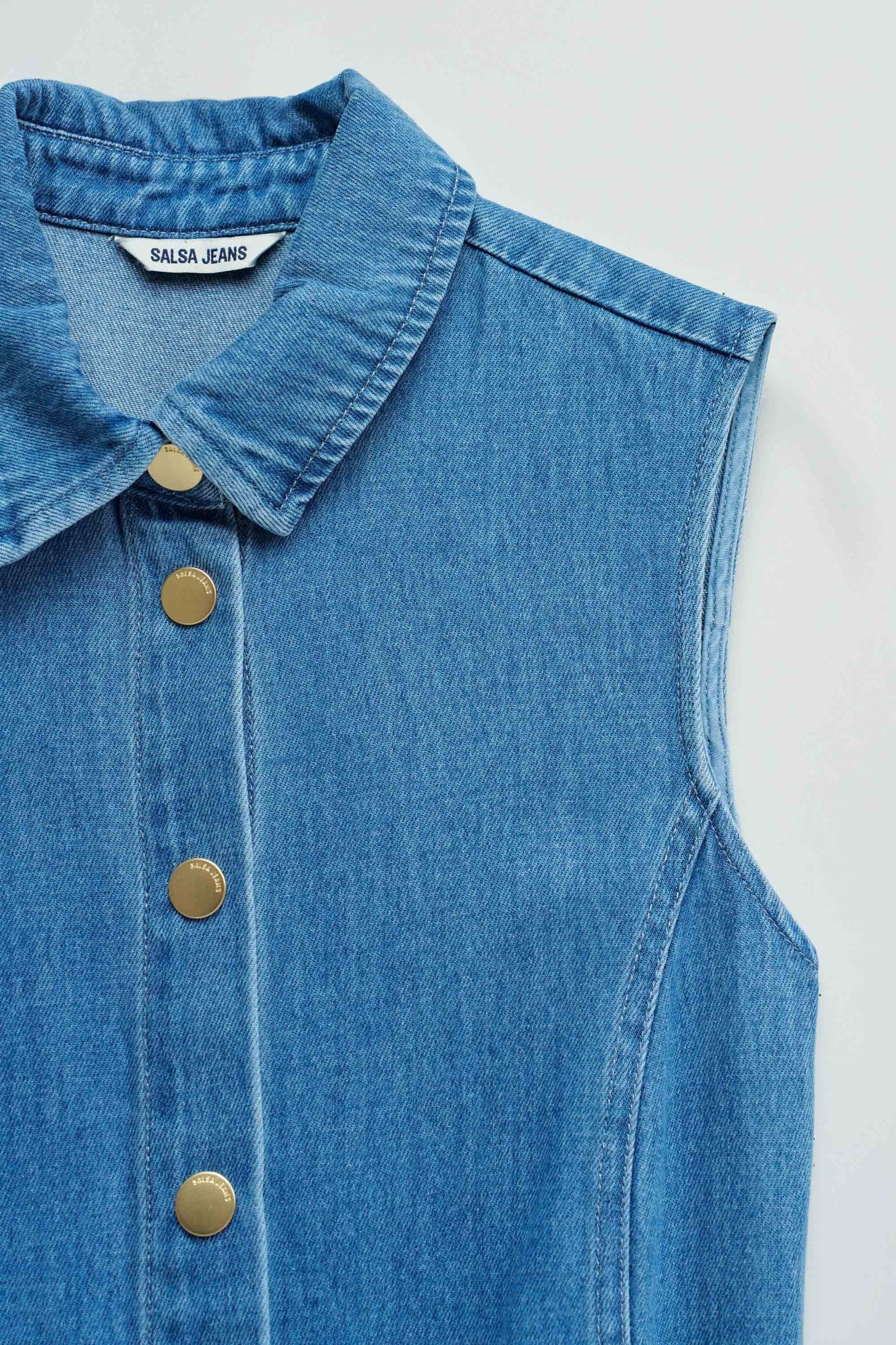 Dress Sleeveless Belt in Medium Wash Kleider Salsa Jeans