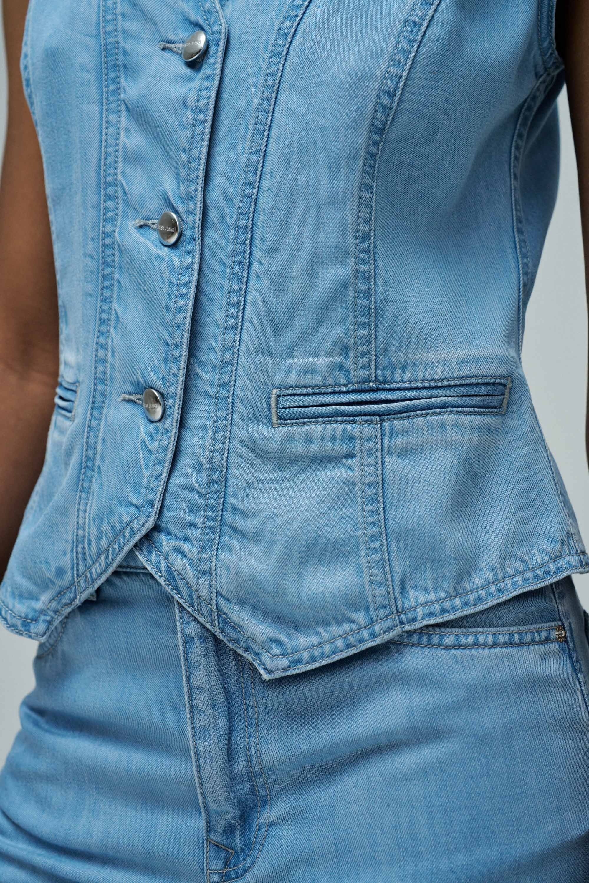 Denim Vest in Medium Light