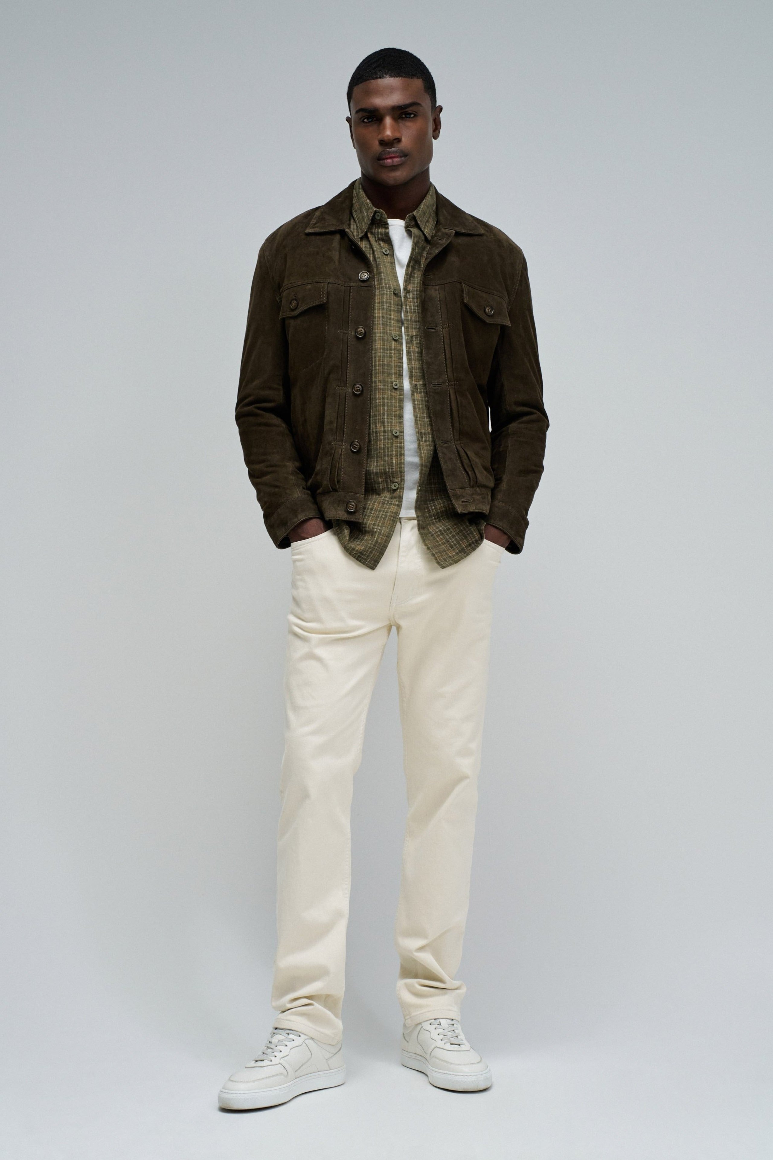 Plaid Cotton Shirt in Dark Green