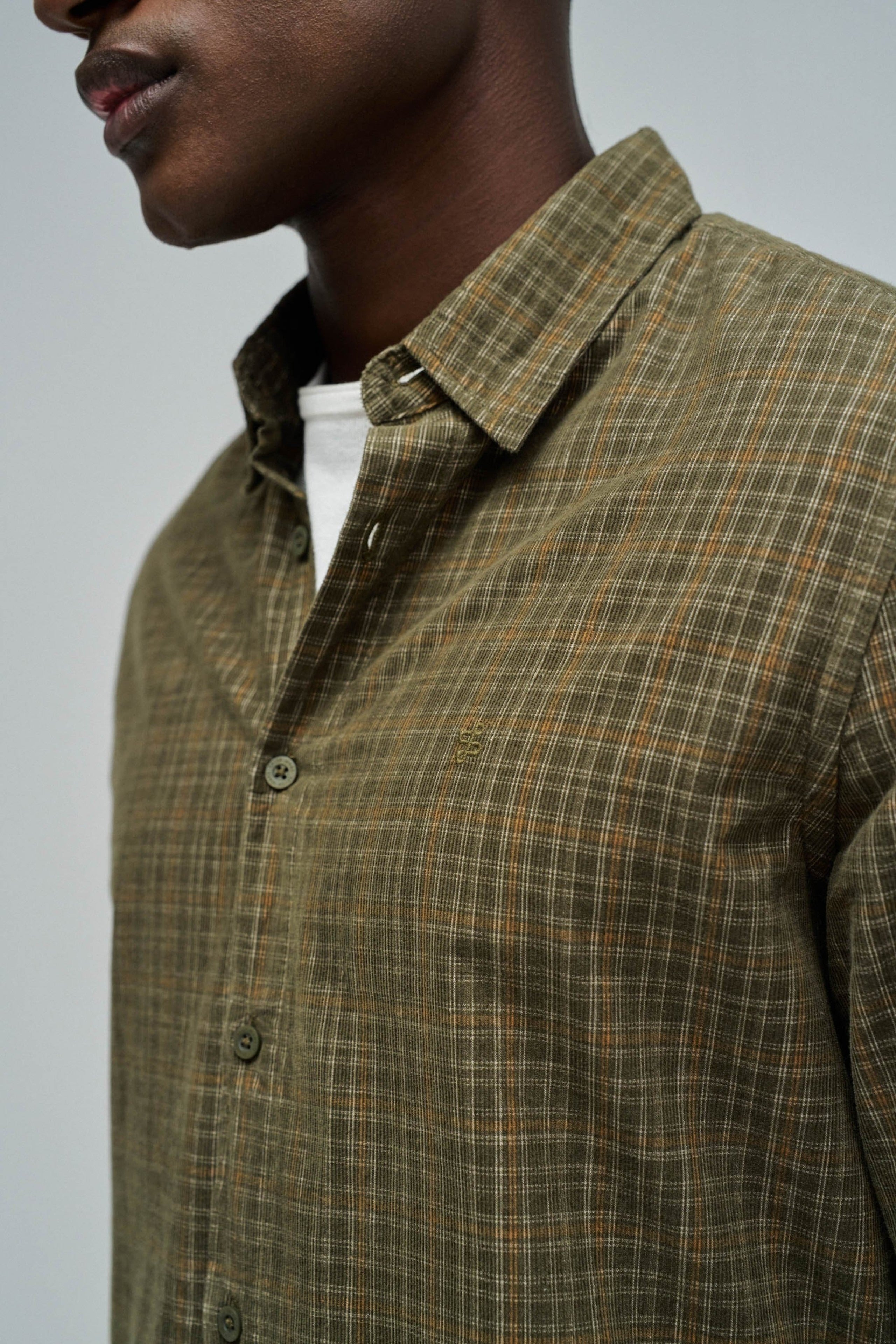 Plaid Cotton Shirt in Dark Green