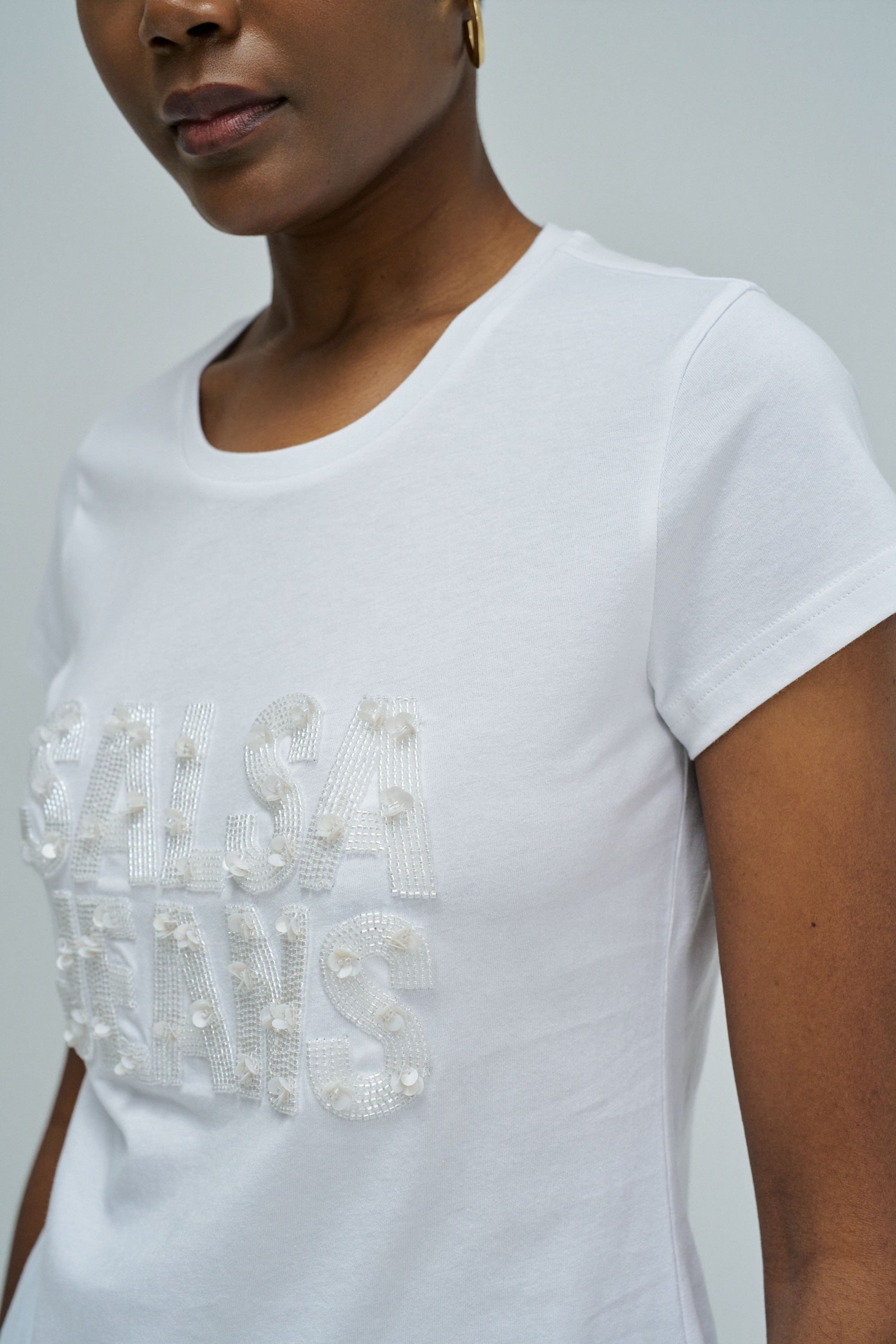 Embellishment Branding T-Shirt in White T-Shirts Salsa Jeans