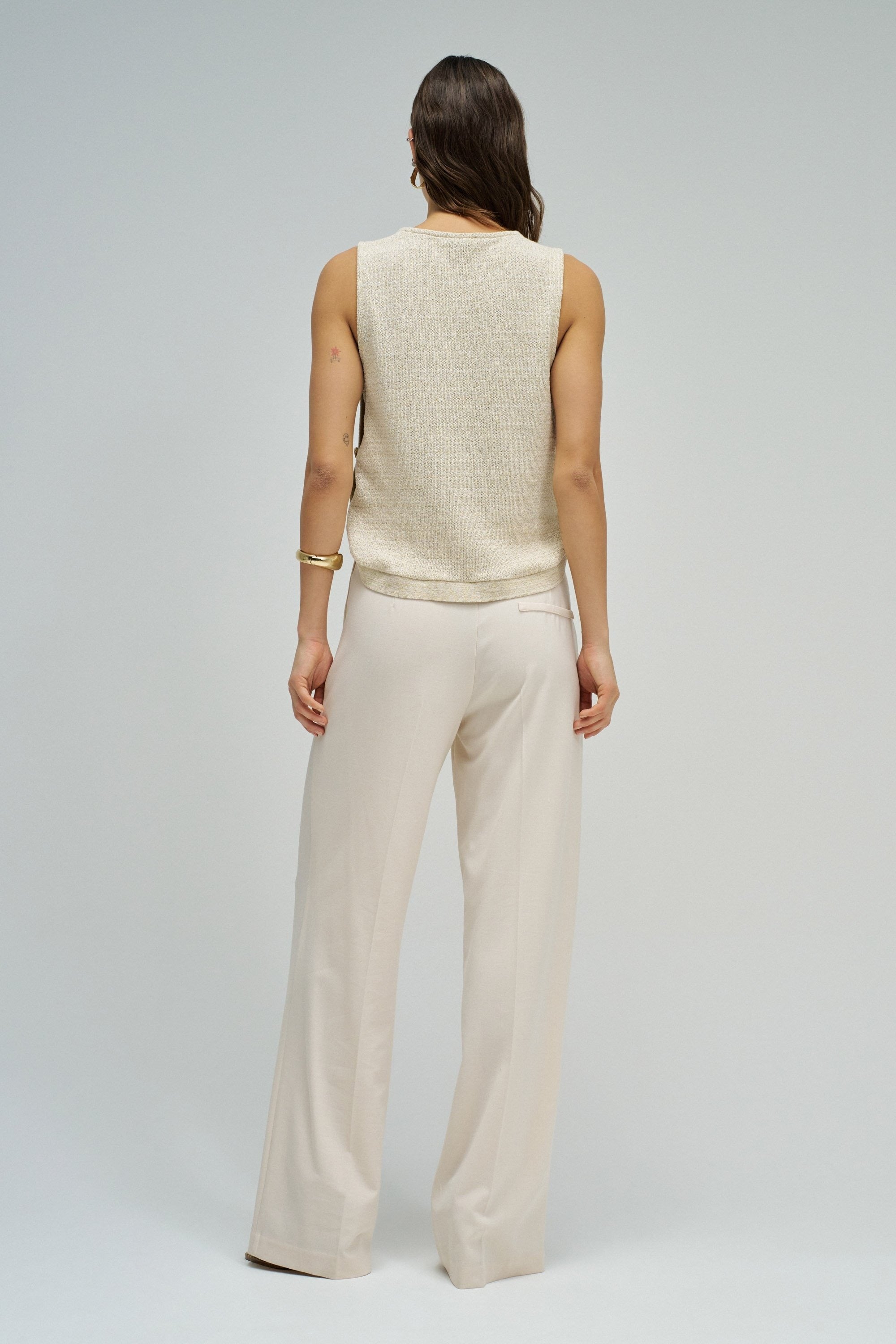 Lurex Knit Top With Buttons in Light Beige T-Shirts Salsa Jeans