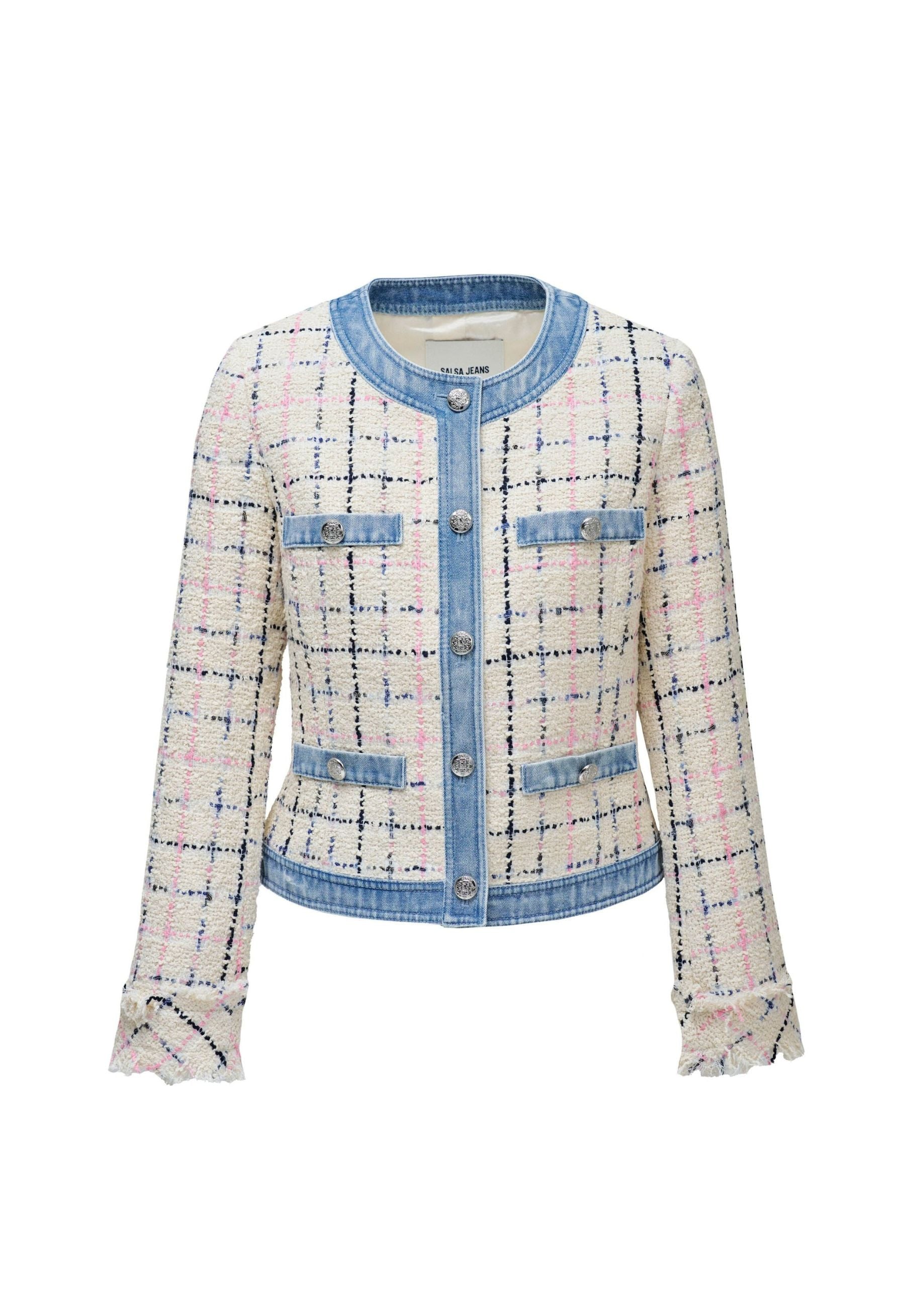 Chanel-style tweed jacket in light beige V2 jackets Salsa Jeans