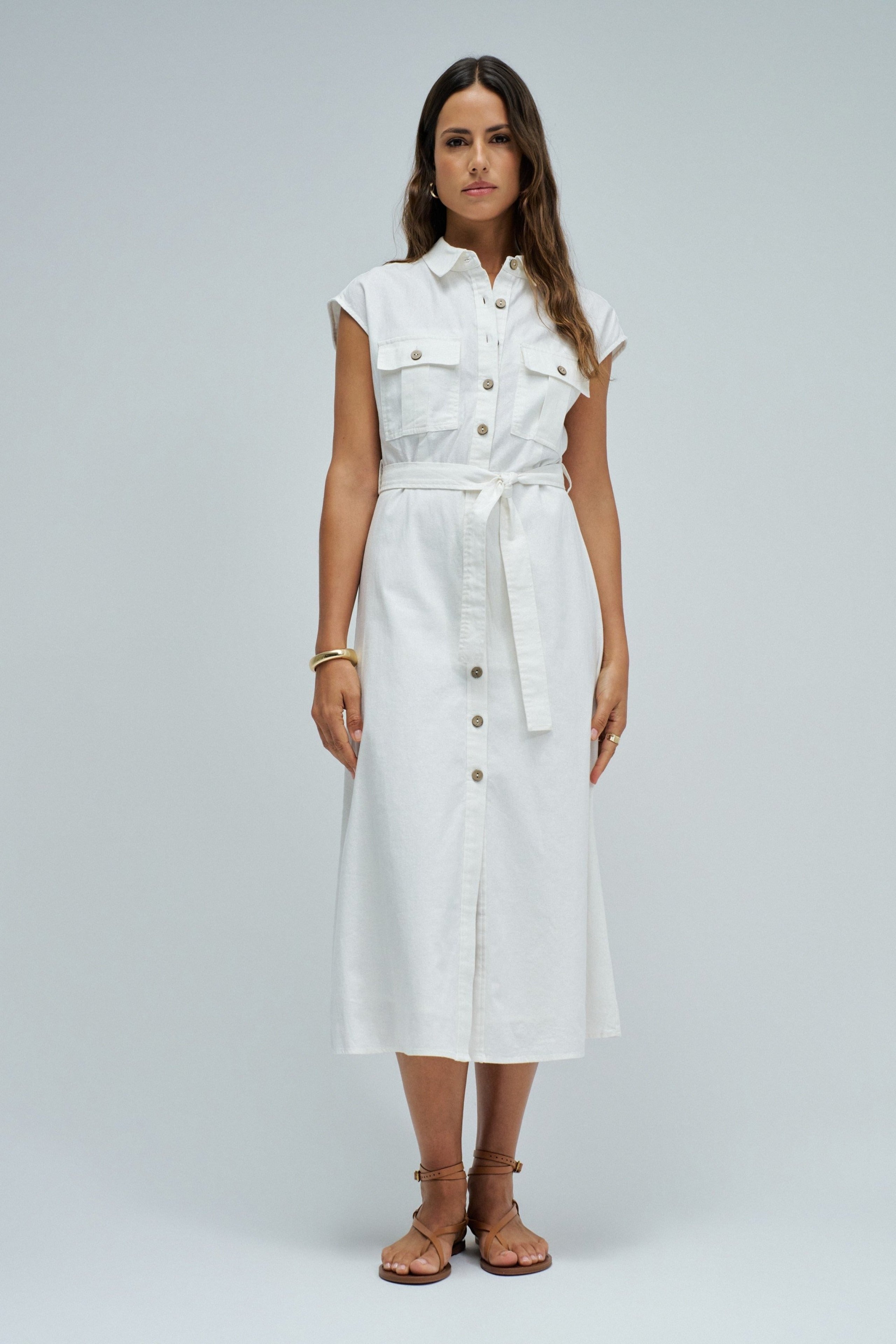 Sleeveless Shirt Dress in White Kleider Salsa Jeans