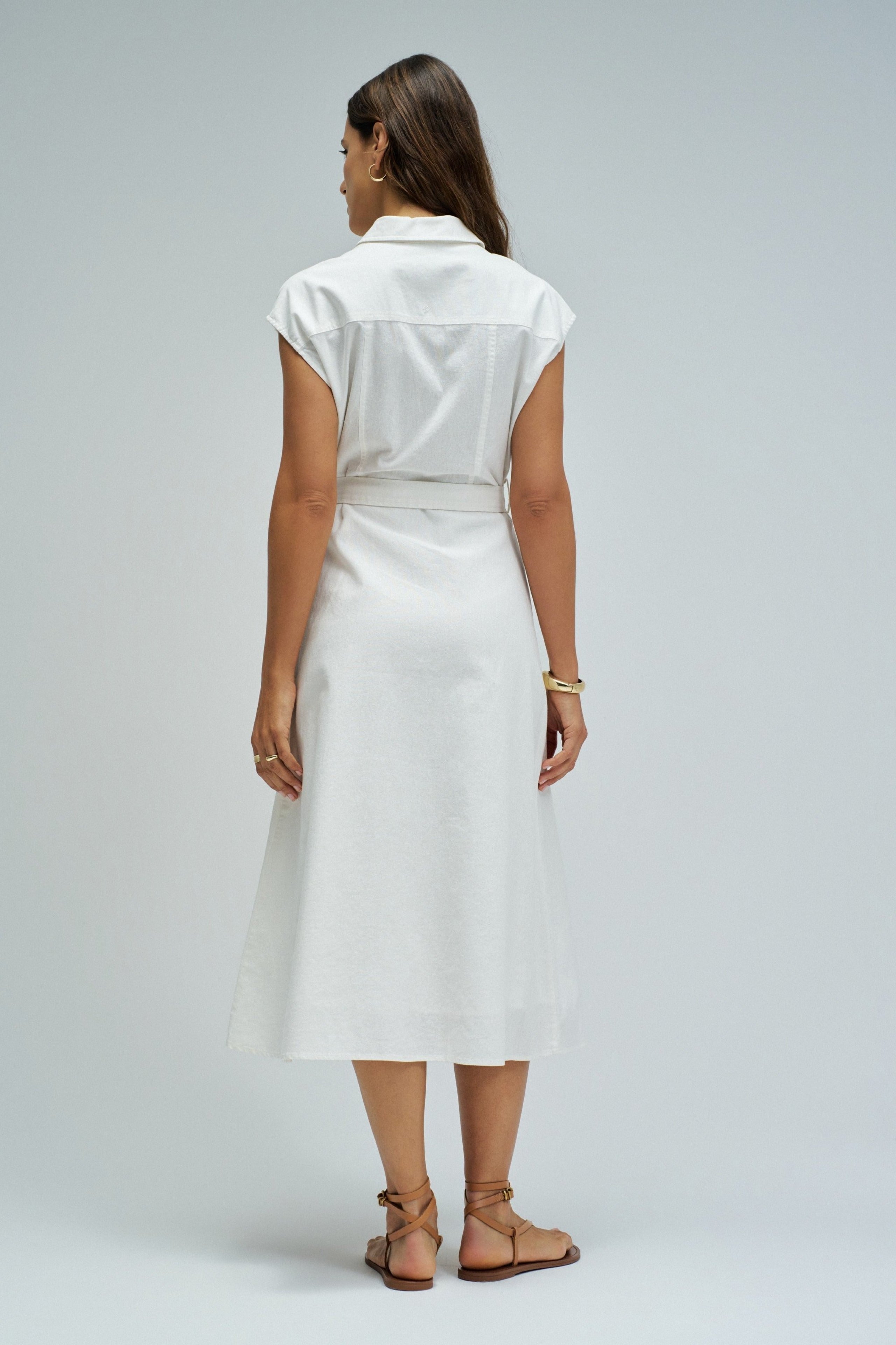 Sleeveless Shirt Dress in White Kleider Salsa Jeans