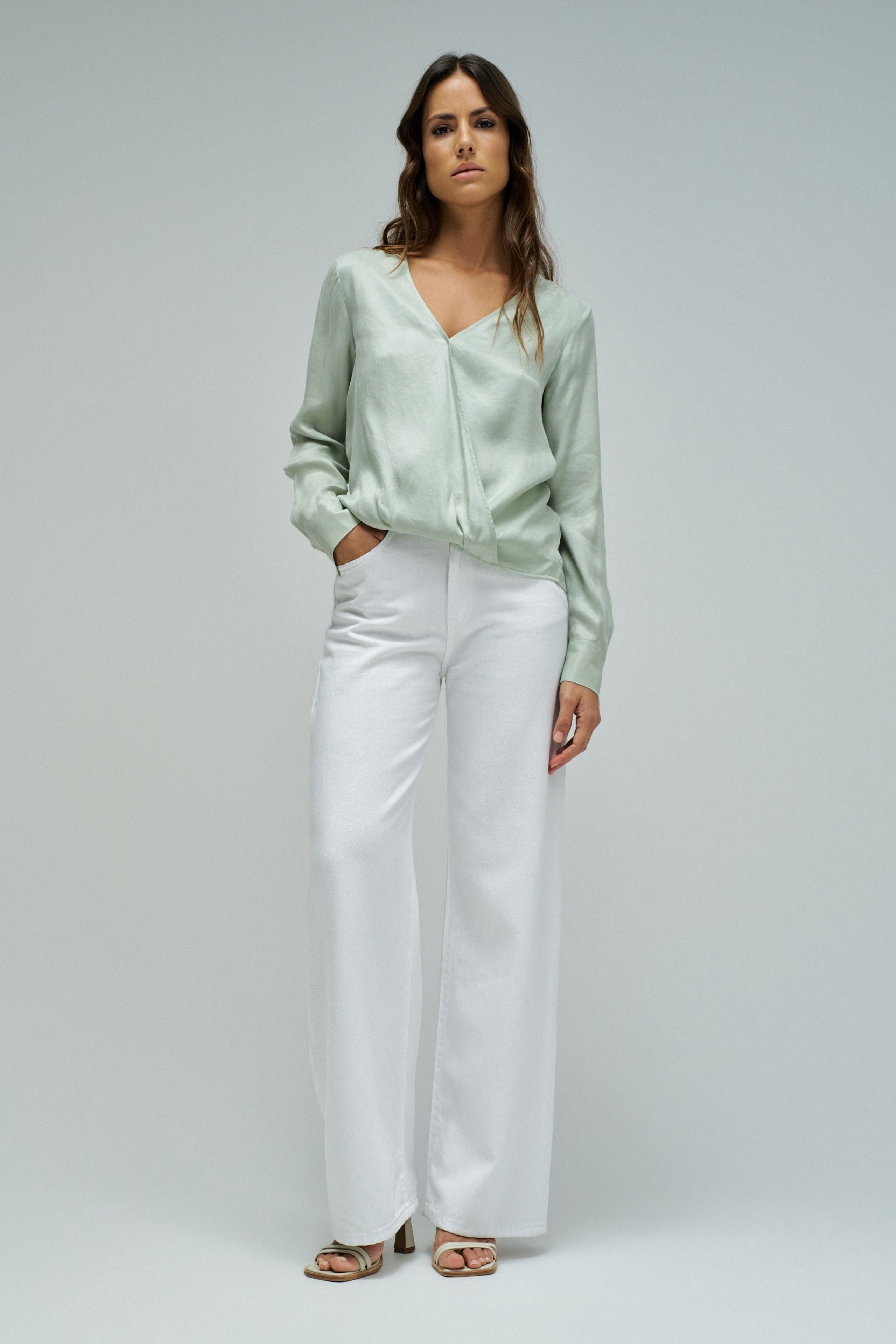 Wrap Blouse in Light Green