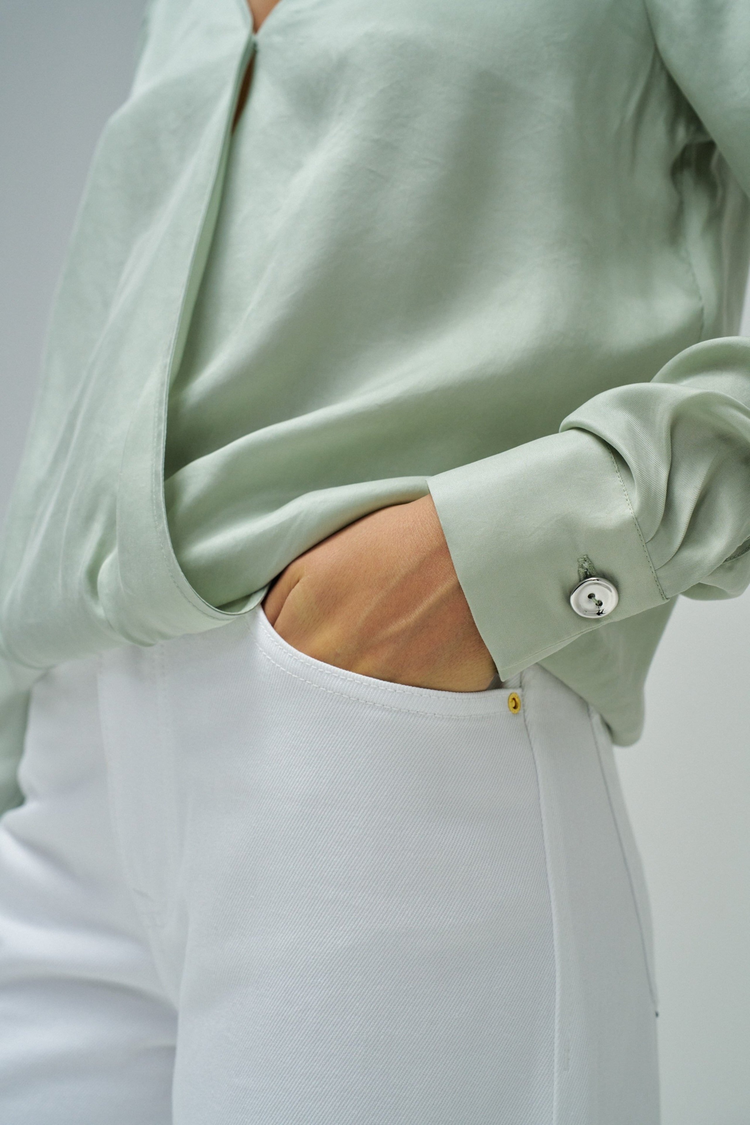 Wrap Blouse in Light Green