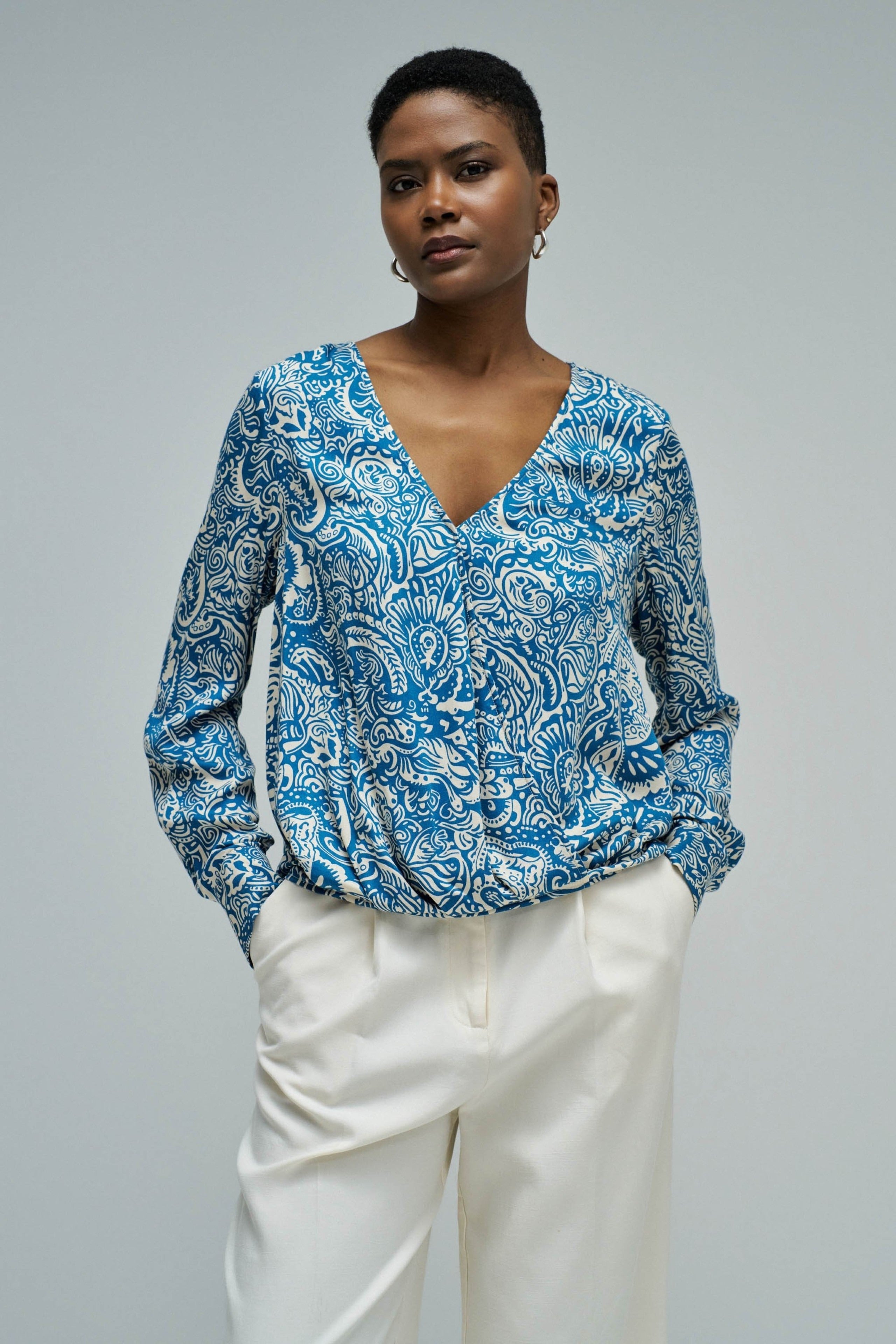 Wrap Blouse in Medium Blue