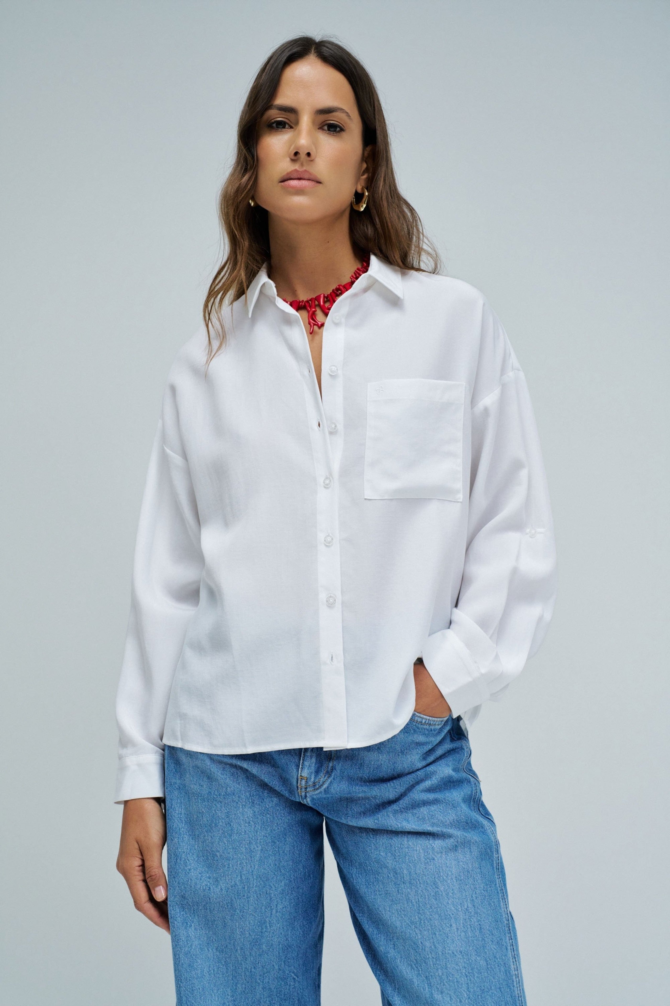 Oversize Basic Shirt in White Hemden Salsa Jeans