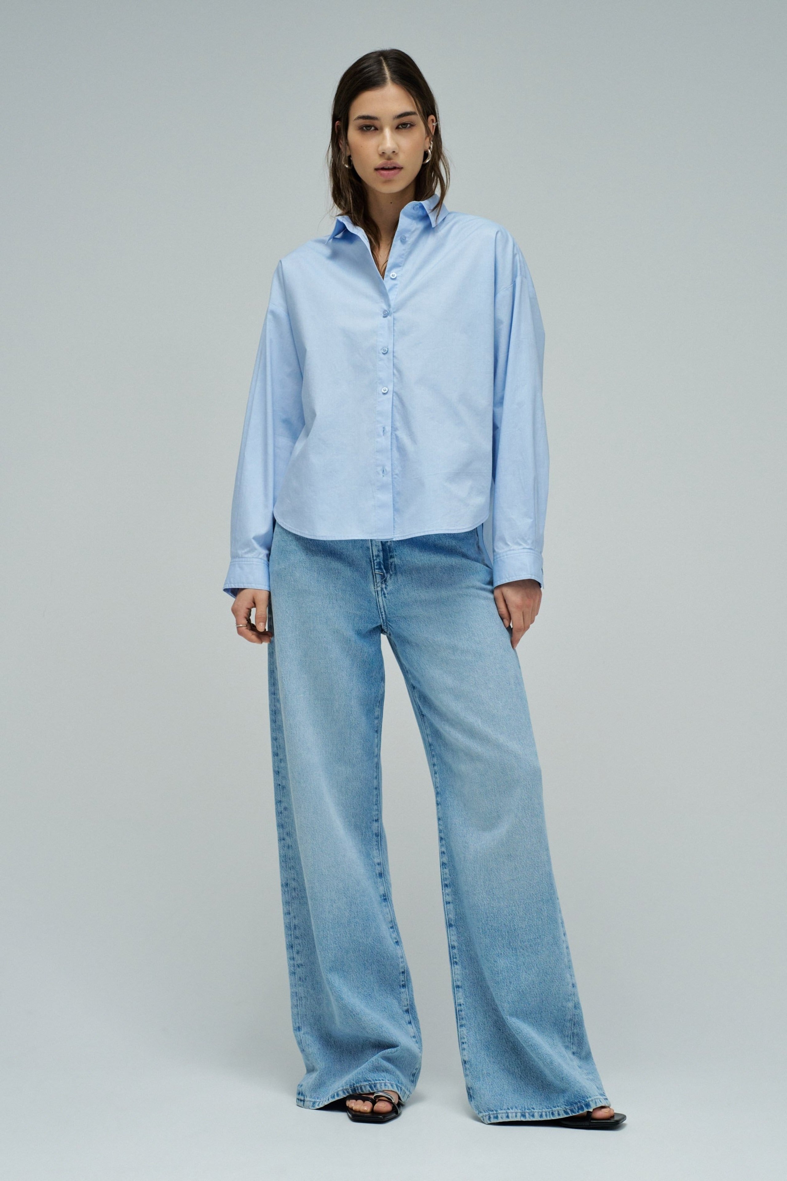 Oversize Basic Shirt in Light Blue Hemden Salsa Jeans