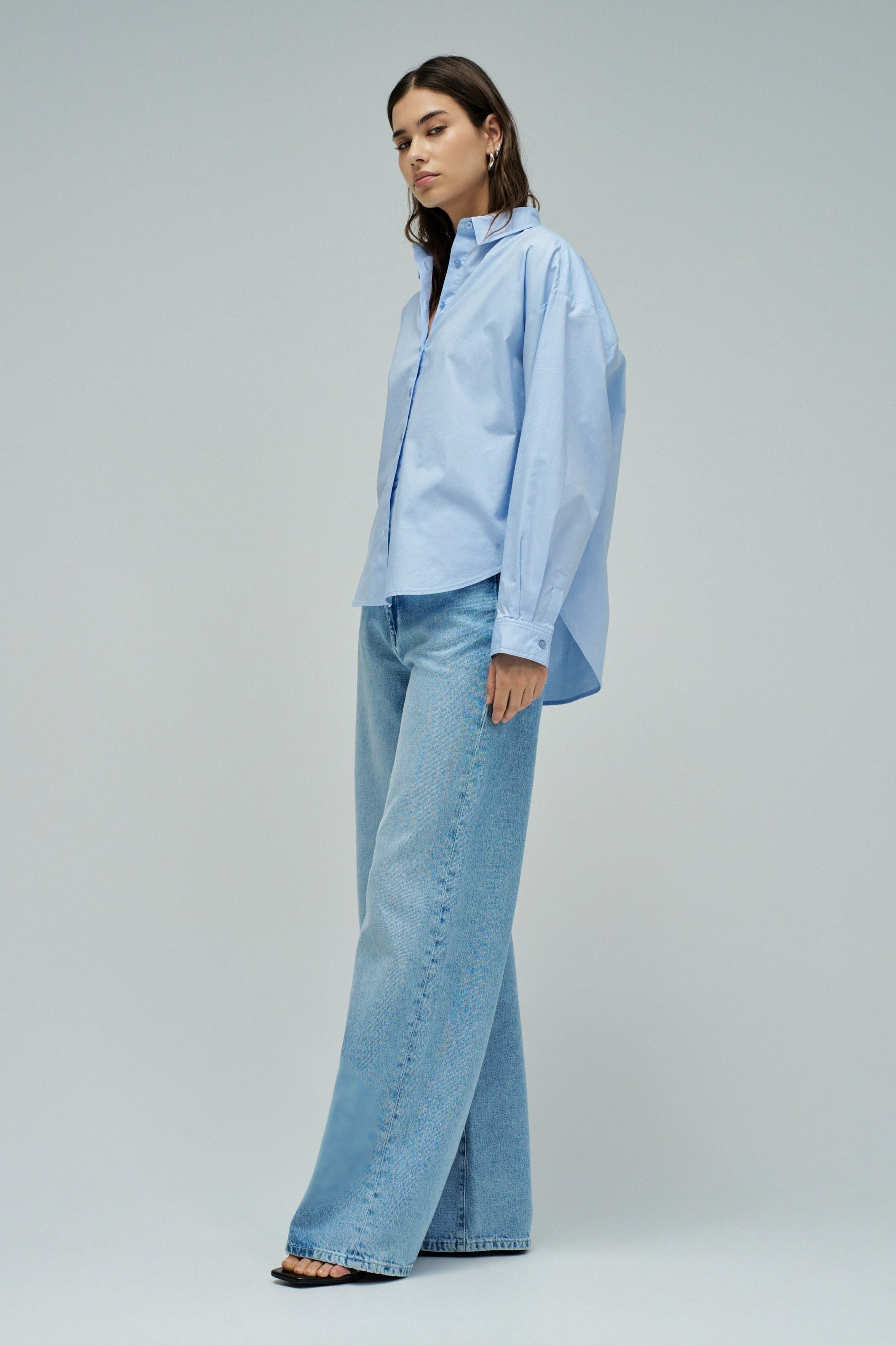 Oversize Basic Shirt in Light Blue Hemden Salsa Jeans