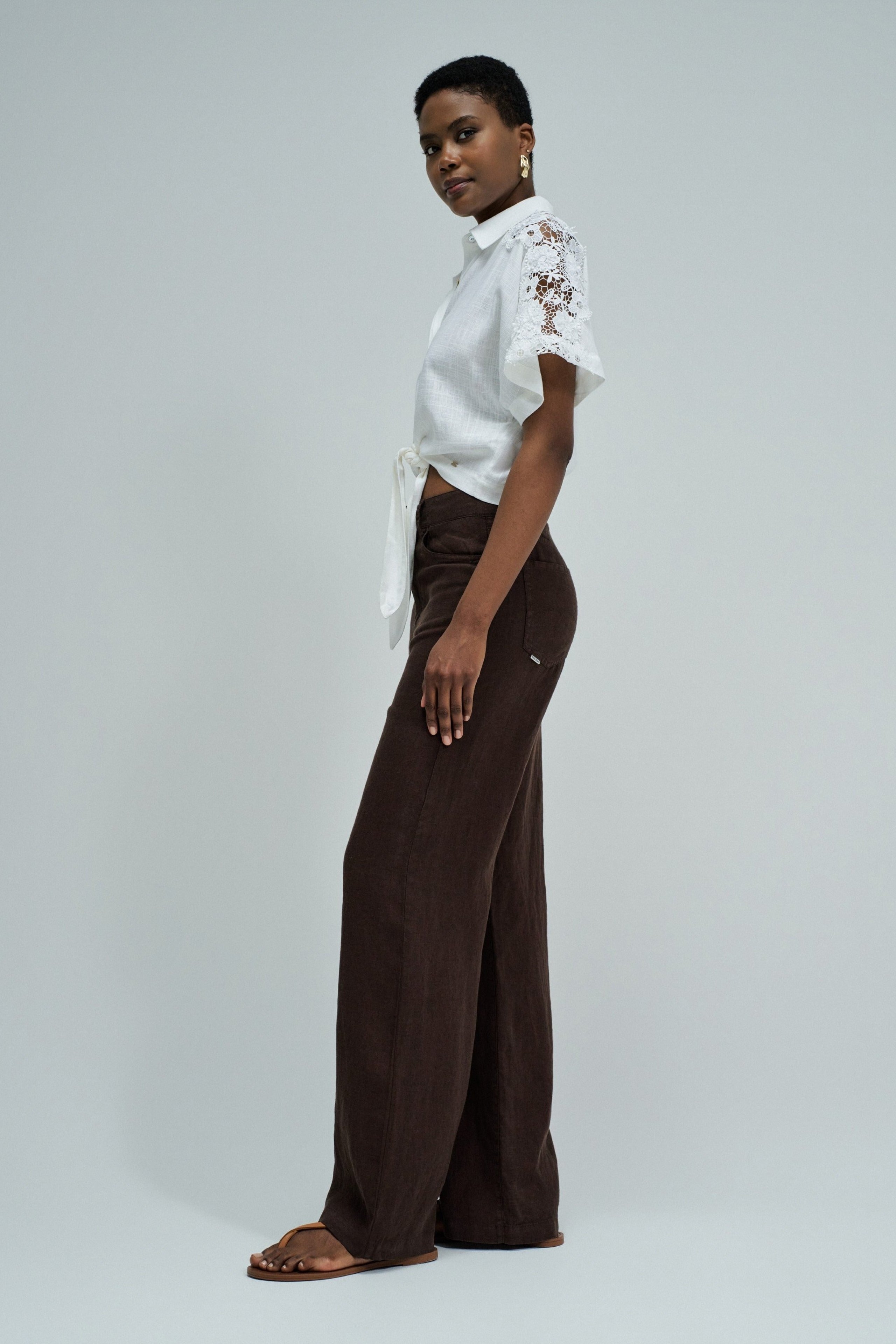 Front Knot Short Sleeve Shirt in White Hemden Salsa Jeans