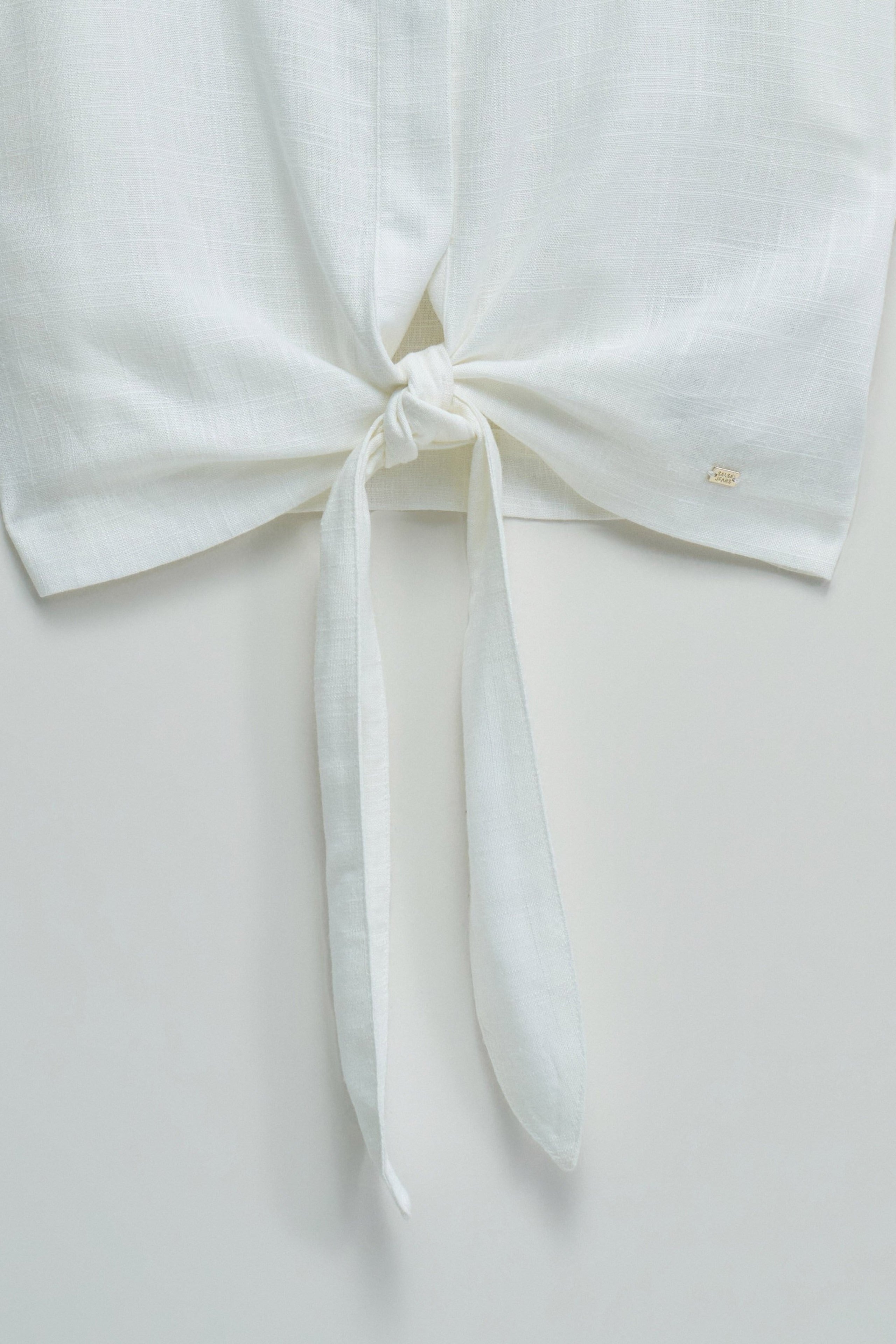 Front Knot Short Sleeve Shirt in White Hemden Salsa Jeans