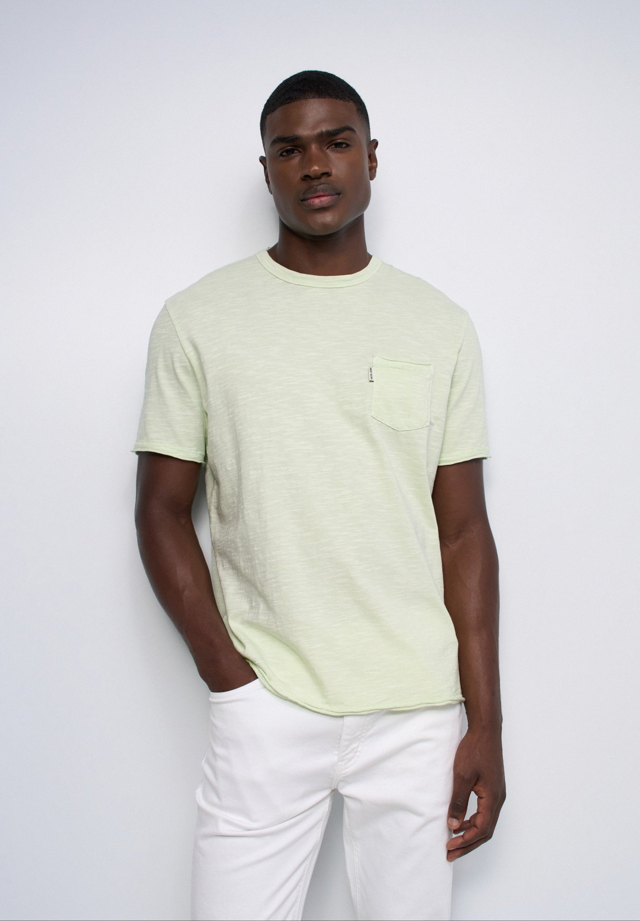 T-Shirt Slub Jersey Raw Edge in Light Green V1 T-Shirts Salsa Jeans