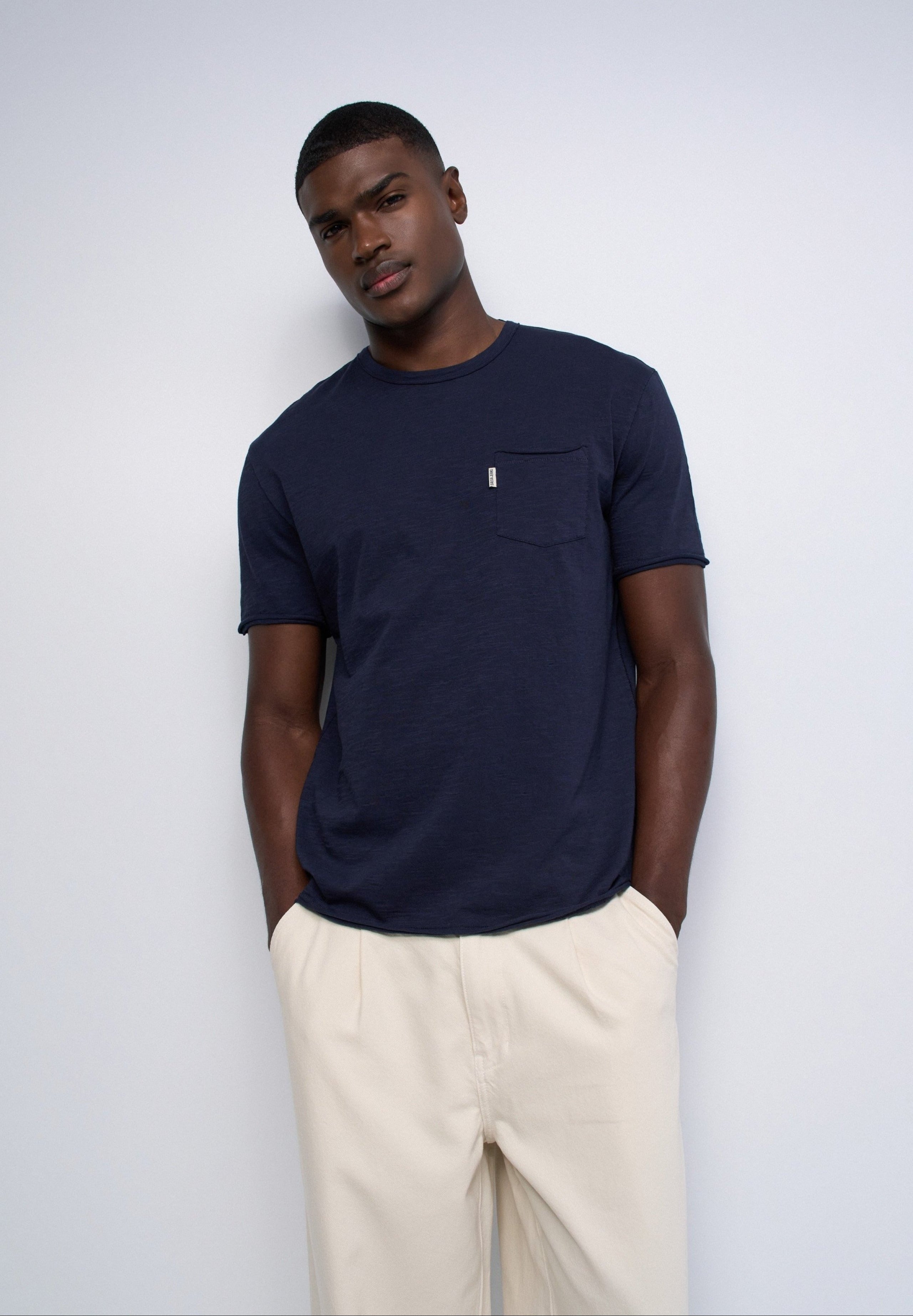 T-Shirt Slub Jersey Raw Edge in Dark Blue T-Shirts Salsa Jeans