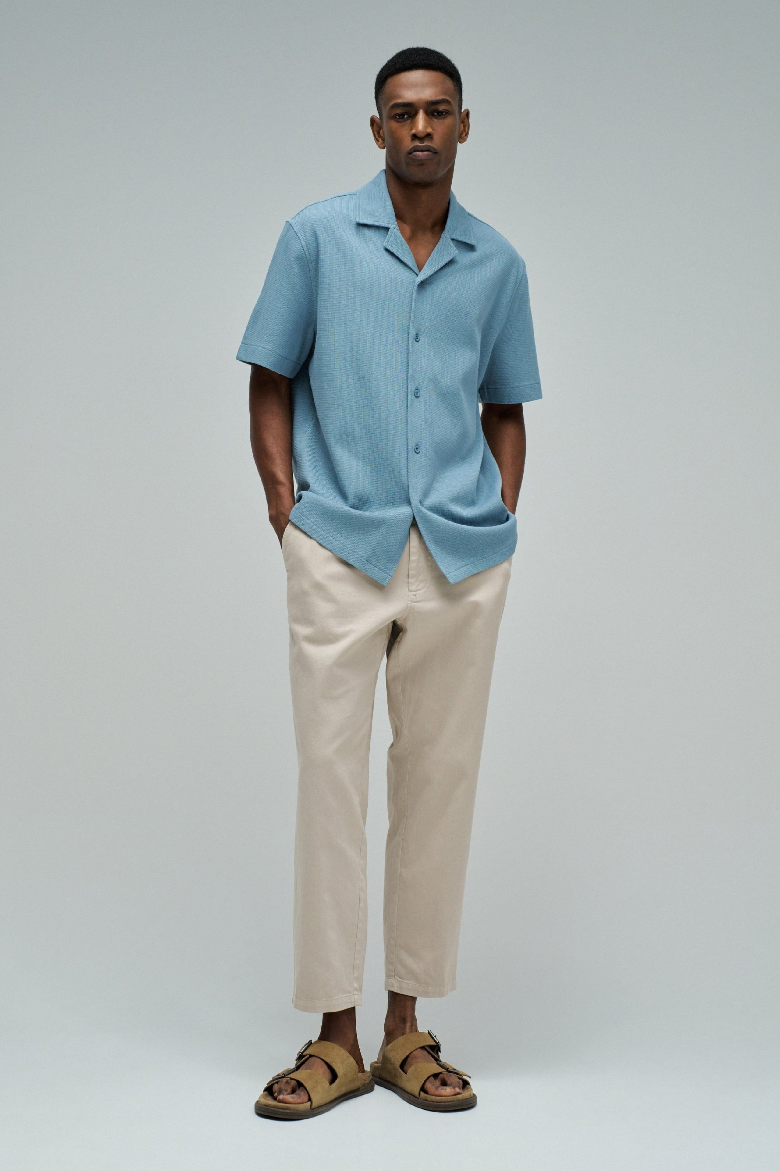 Shirt Textured Waffle in Medium Blue V1 Hemden Salsa Jeans