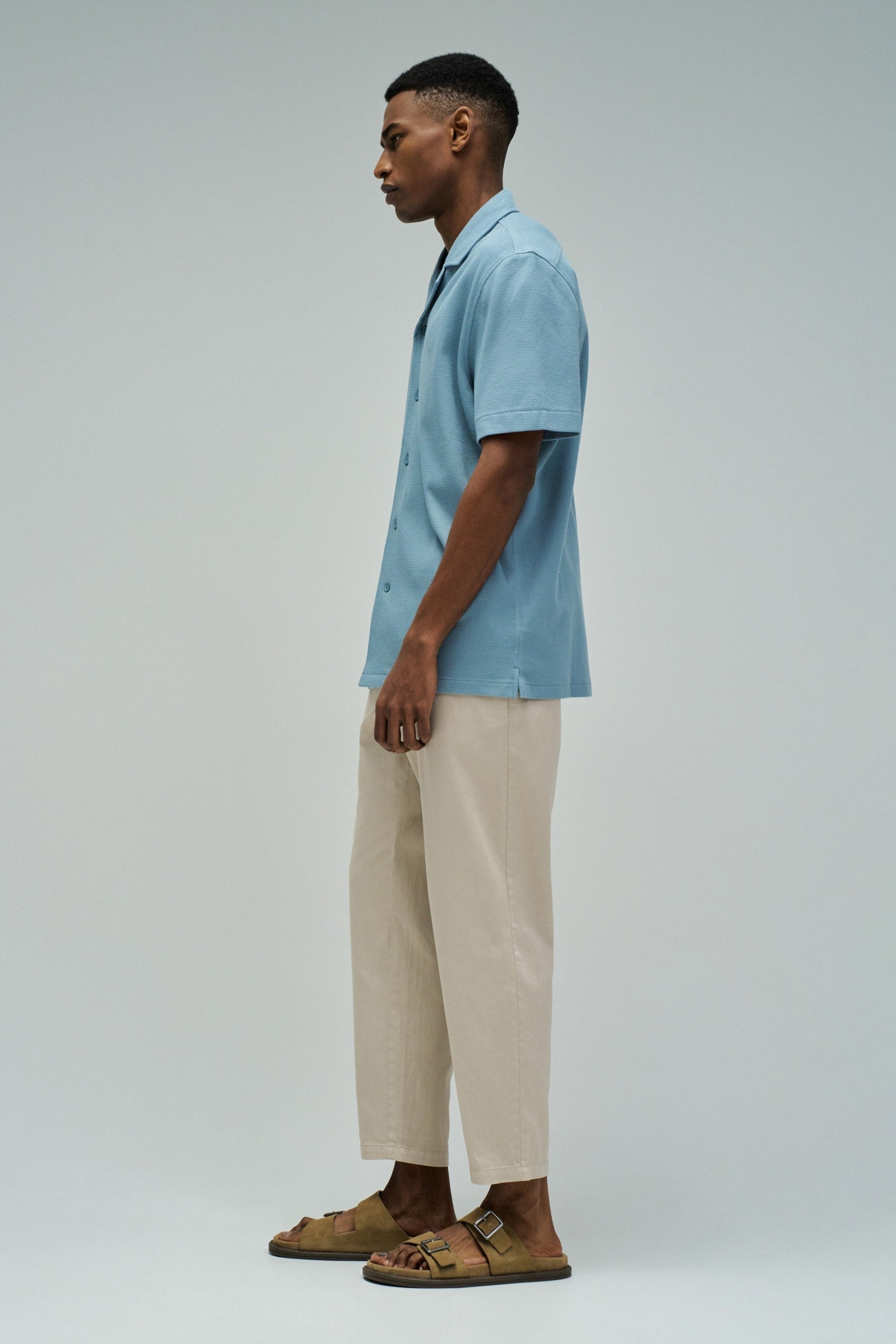 Shirt Textured Waffle in Medium Blue V1 Hemden Salsa Jeans
