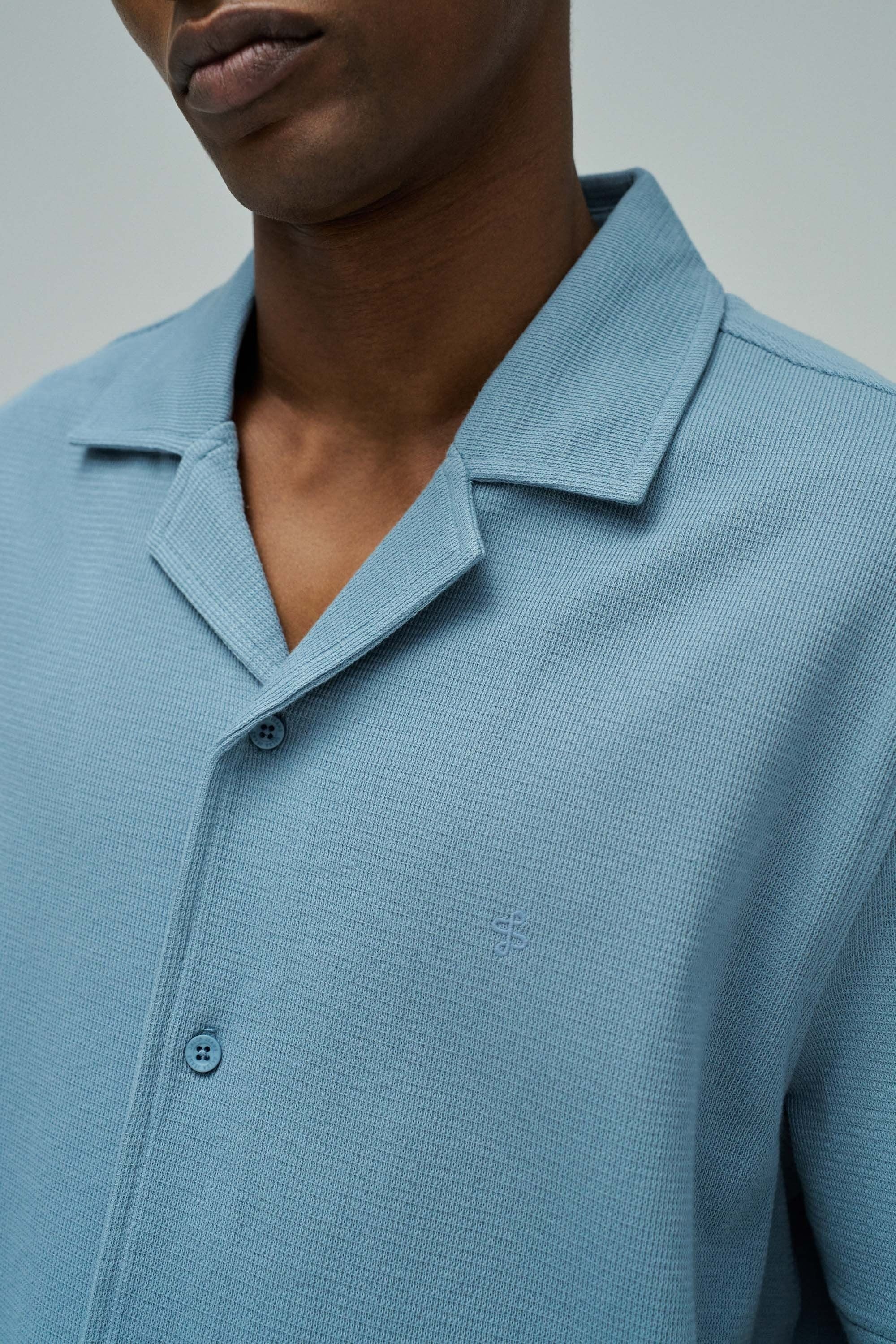 Shirt Textured Waffle in Medium Blue V1 Hemden Salsa Jeans