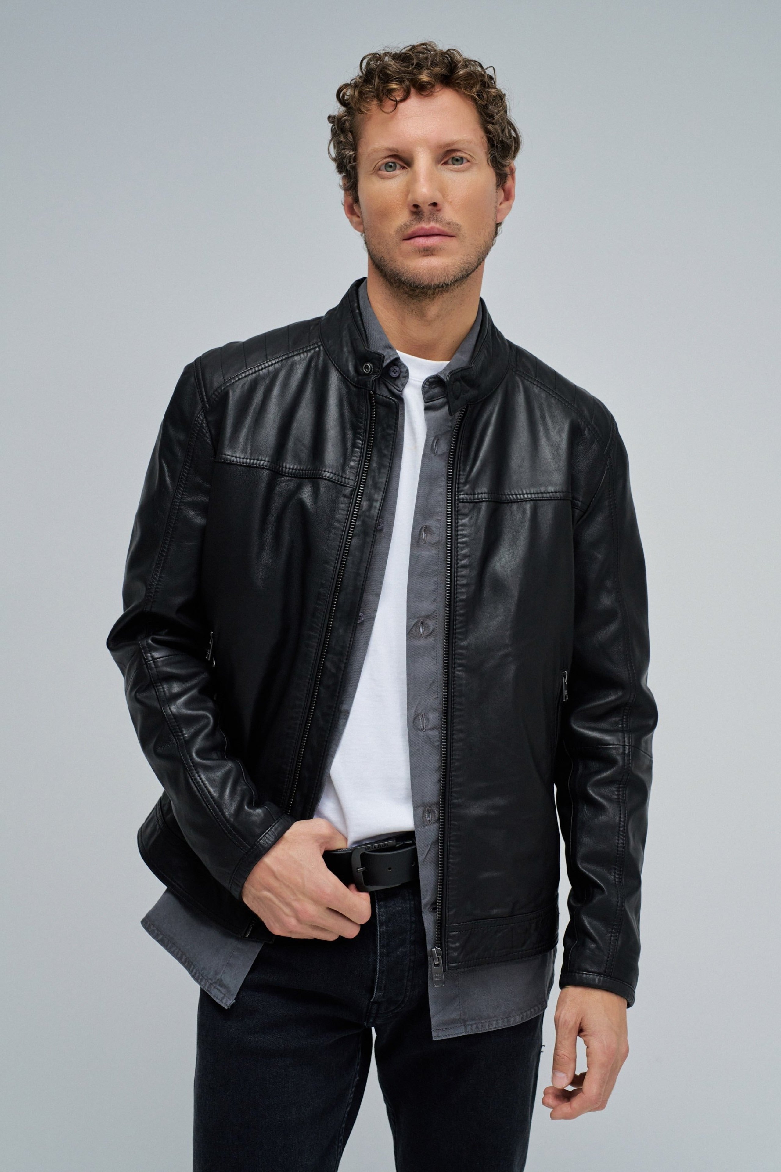 Faux Leather Bikerjacke in Black Jacken Salsa Jeans