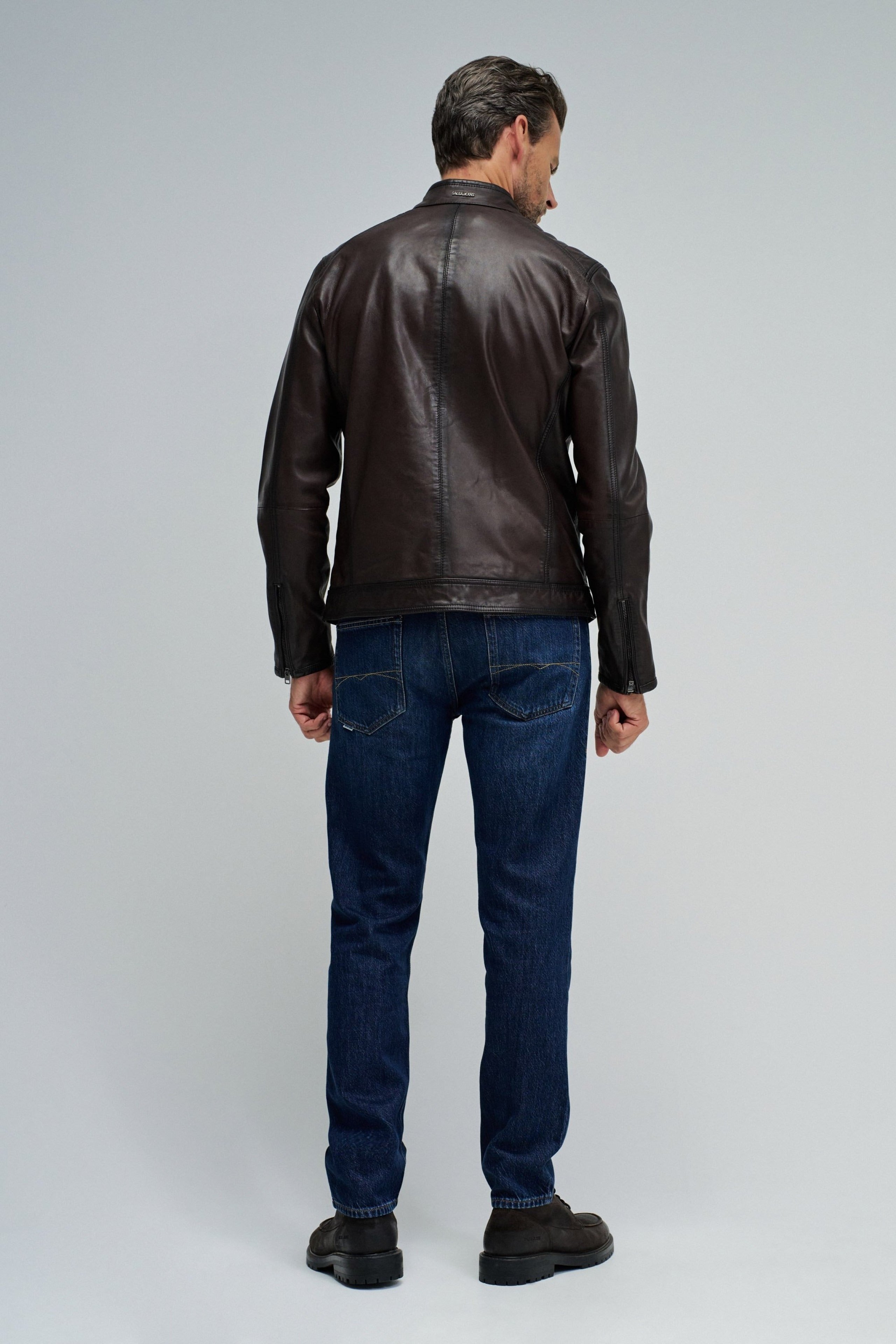Faux Leather Bikerjacke in Dark Brown Jacken Salsa Jeans