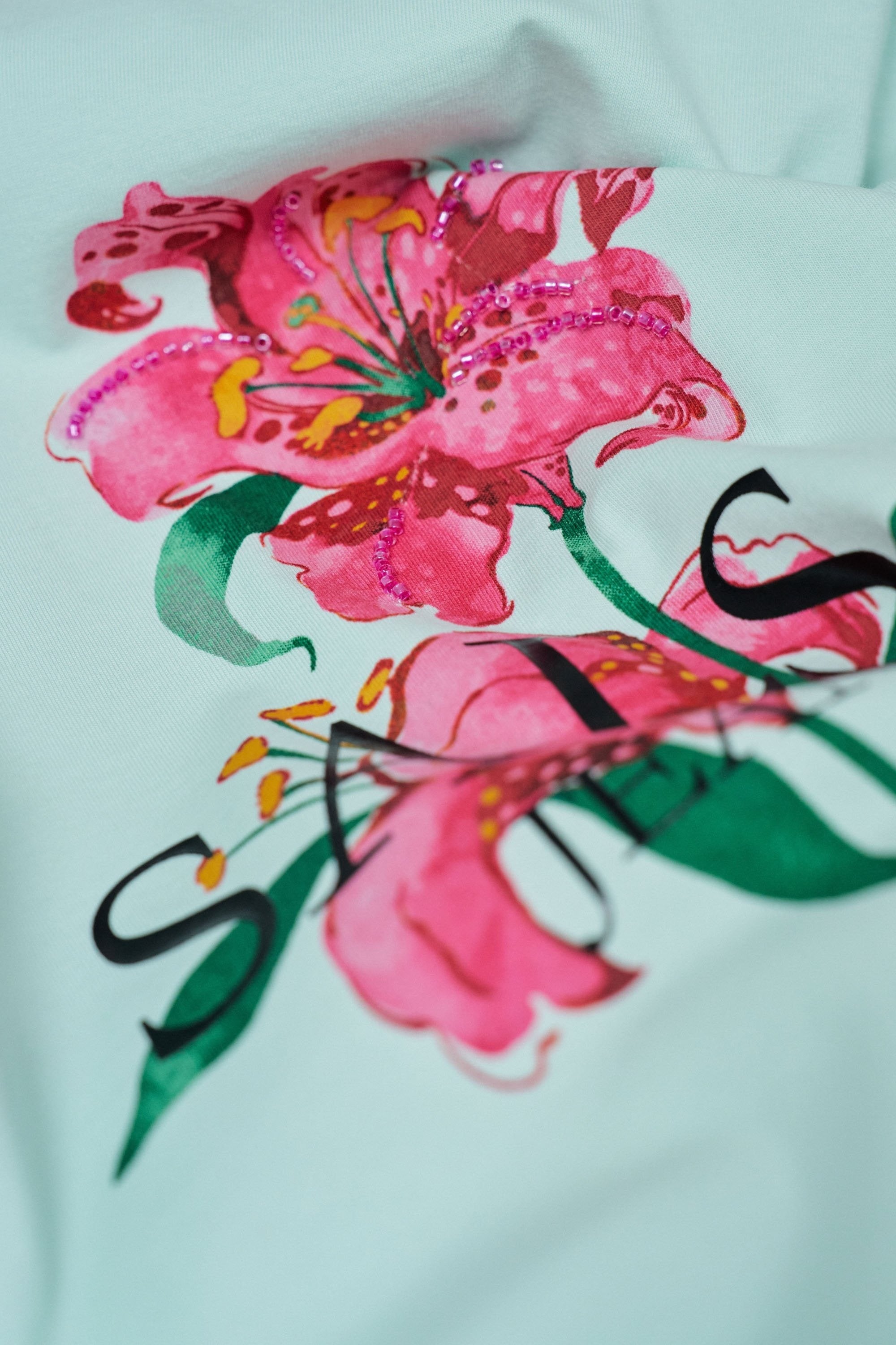 Flower Print T-Shirt in Light Green T-Shirts Salsa Jeans