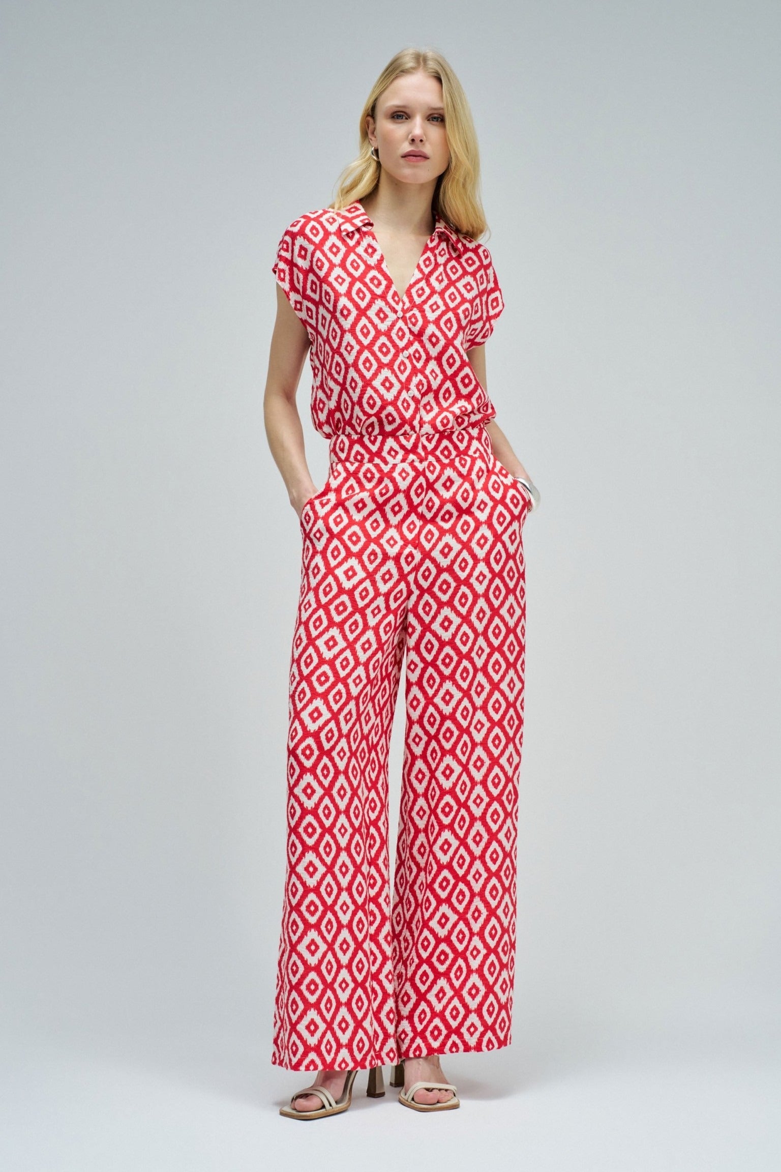 Print Hight Rise Pants in Light Pearl V1 Hosen Salsa Jeans