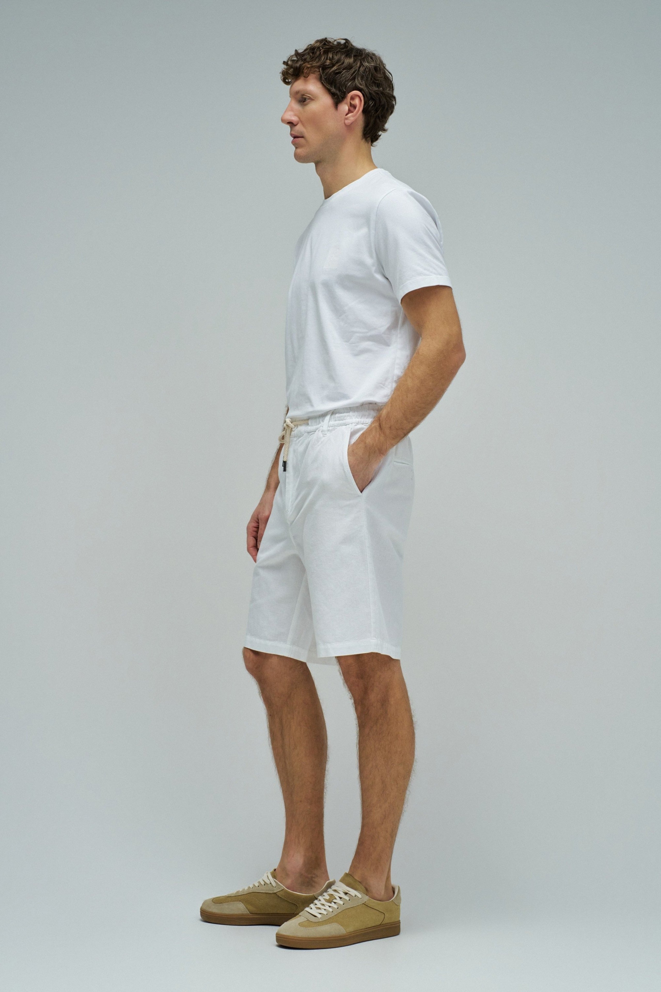 Cotton Linen Shorts in White Shorts Salsa Jeans