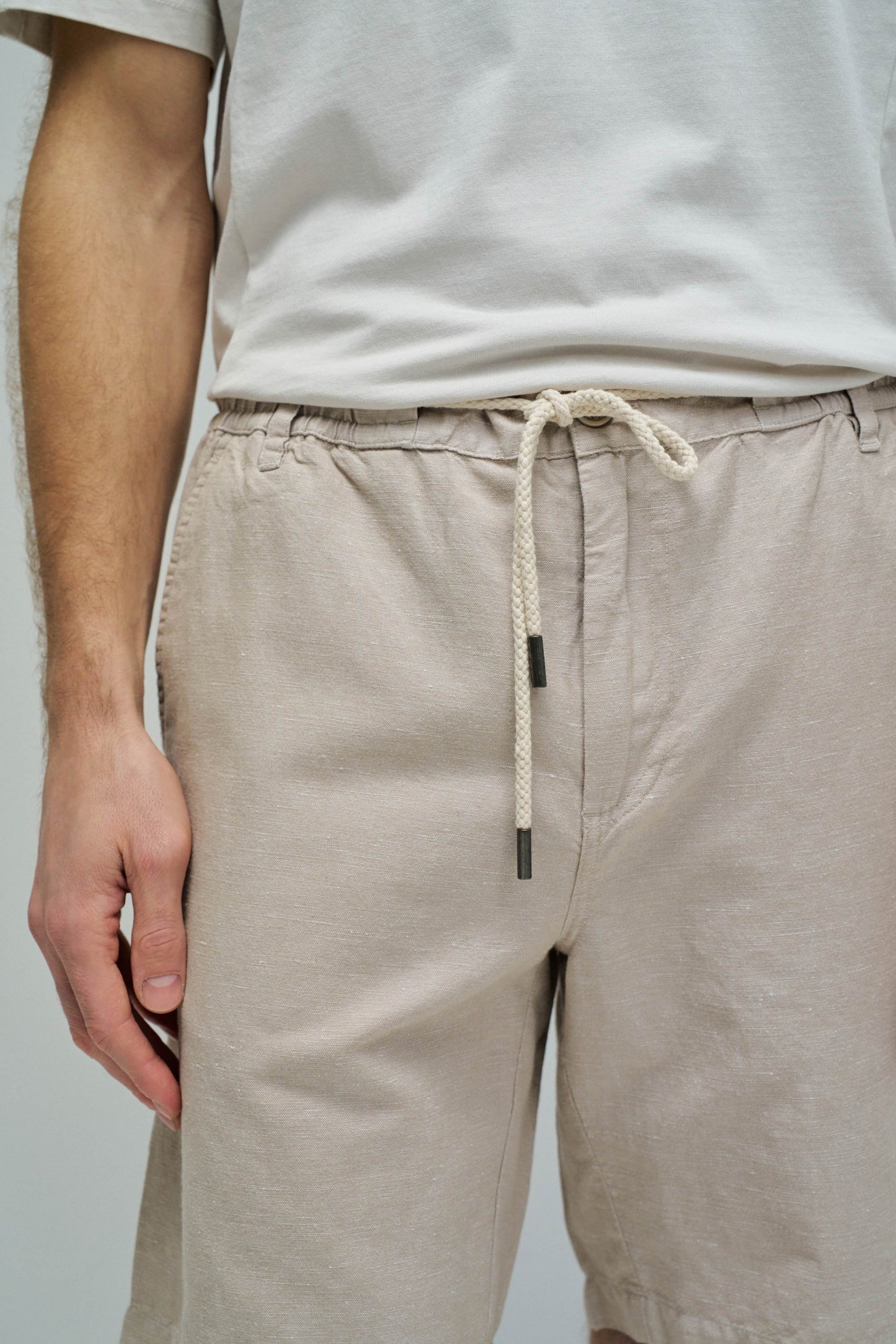 Cotton Linen Shorts in Medium Beige V2 Shorts Salsa Jeans
