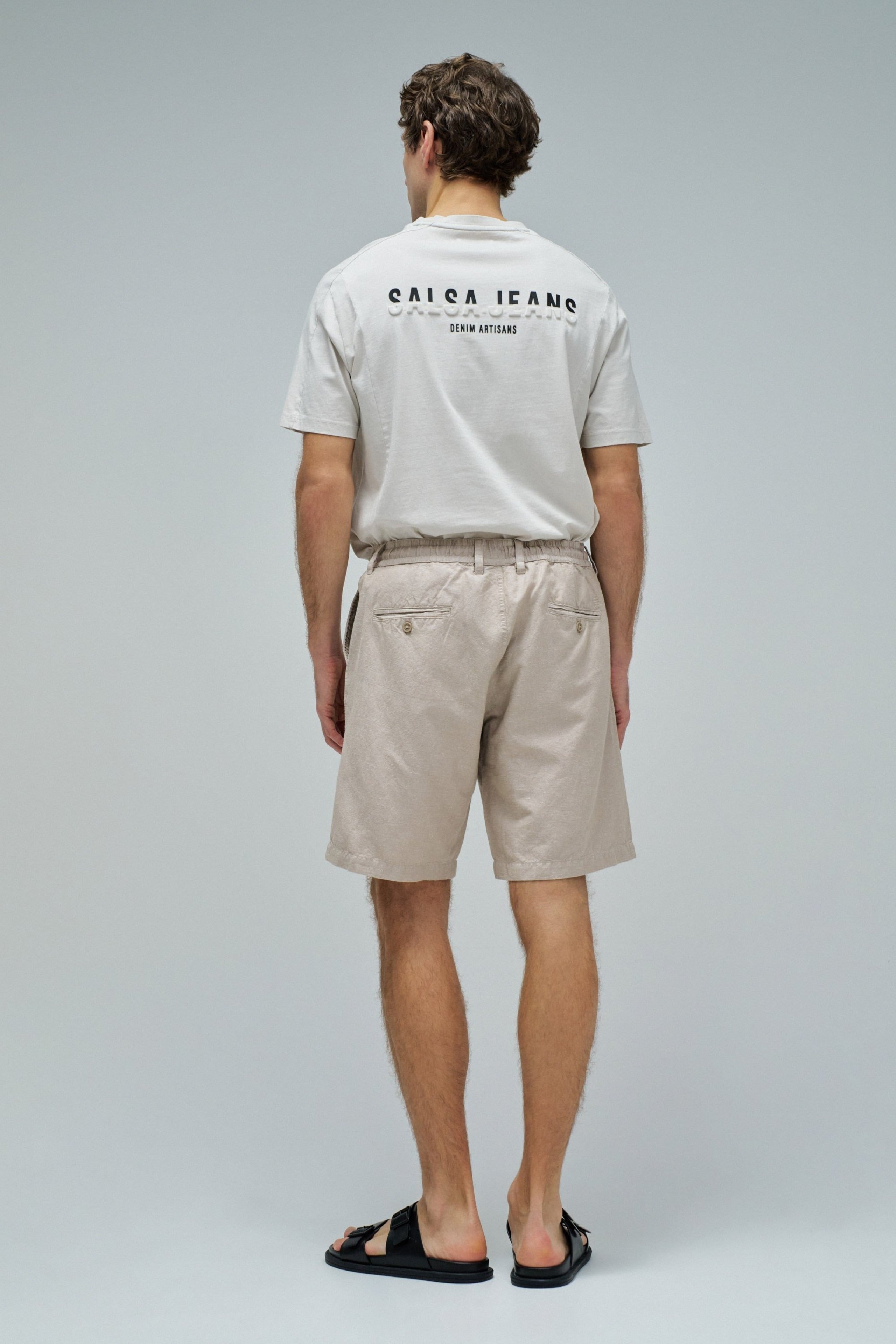 Cotton Linen Shorts in Medium Beige V2