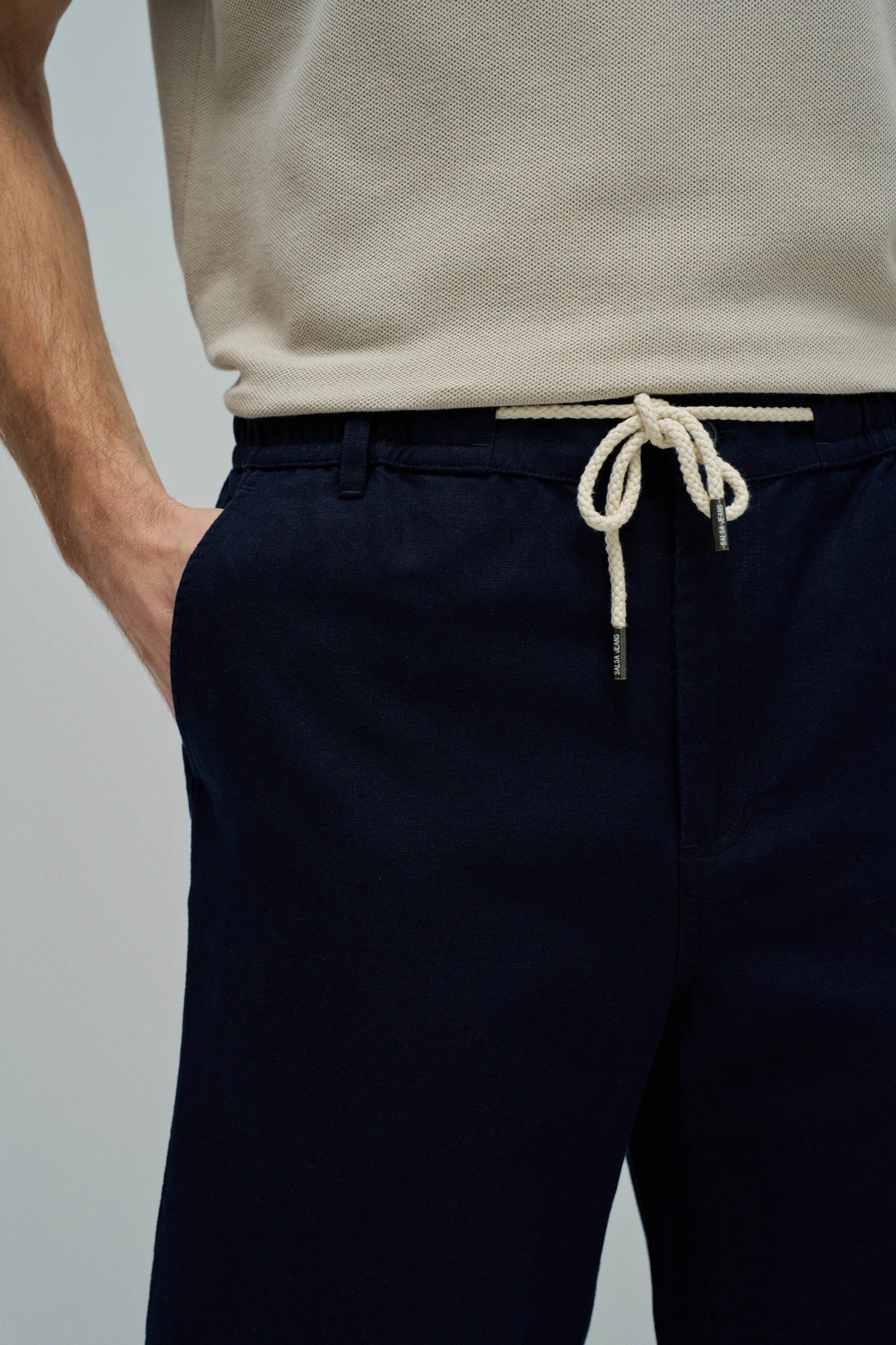 Cotton Linen Shorts in Dark Blue Shorts Salsa Jeans