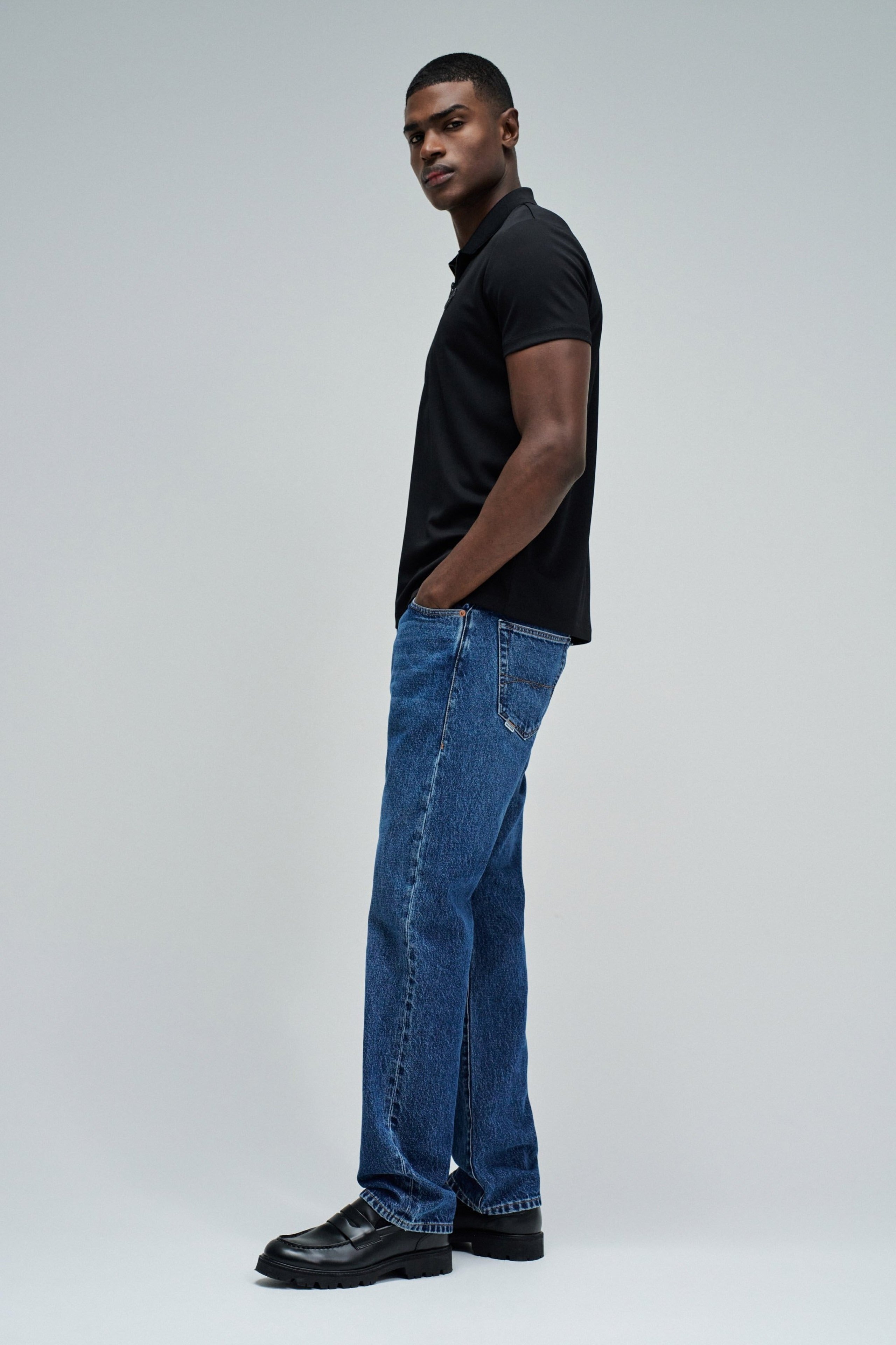 Polo Pique Structure And Zip in Black T-Shirts Salsa Jeans
