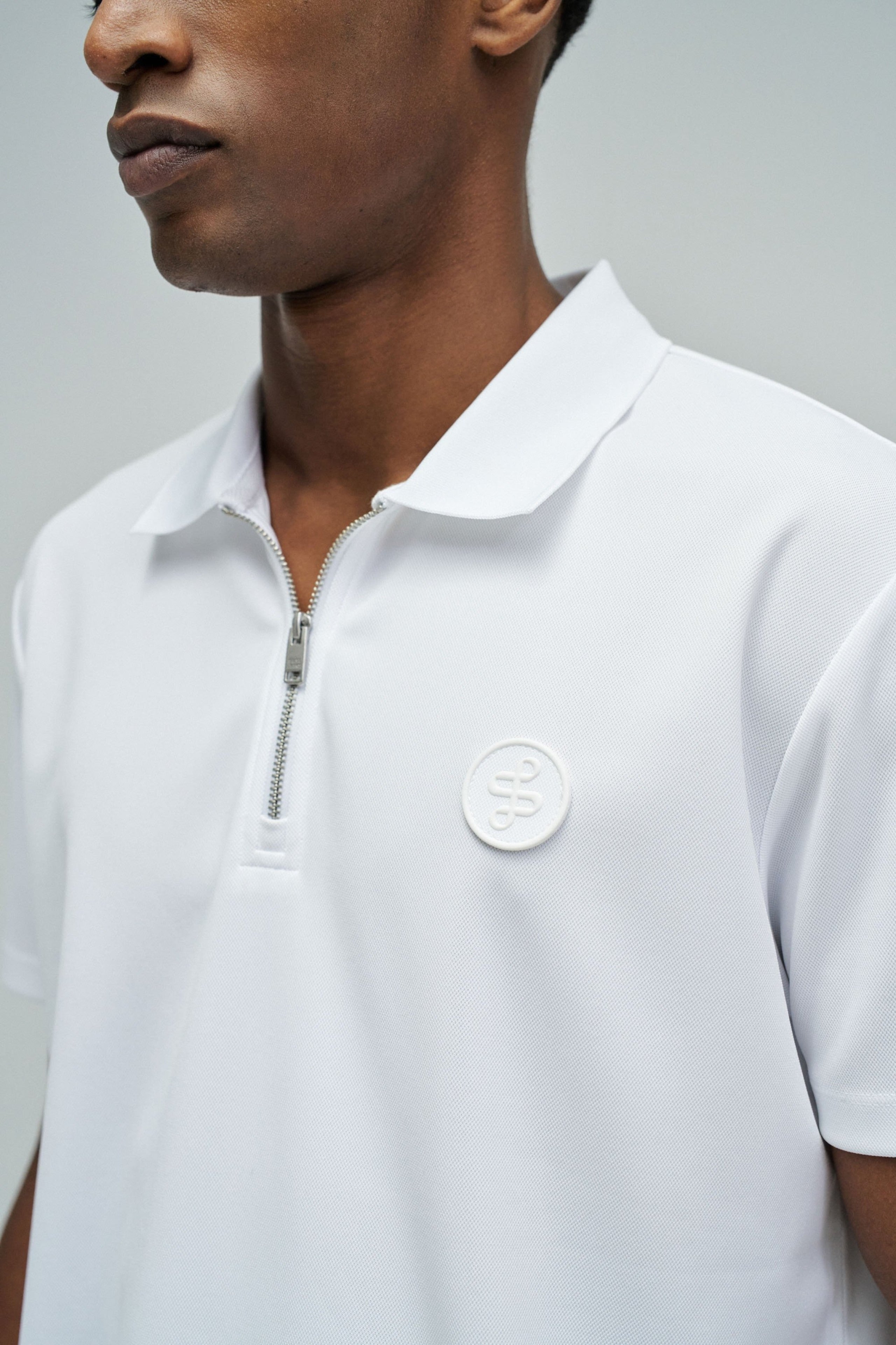 Polo Pique Structure And Zip in White T-Shirts Salsa Jeans